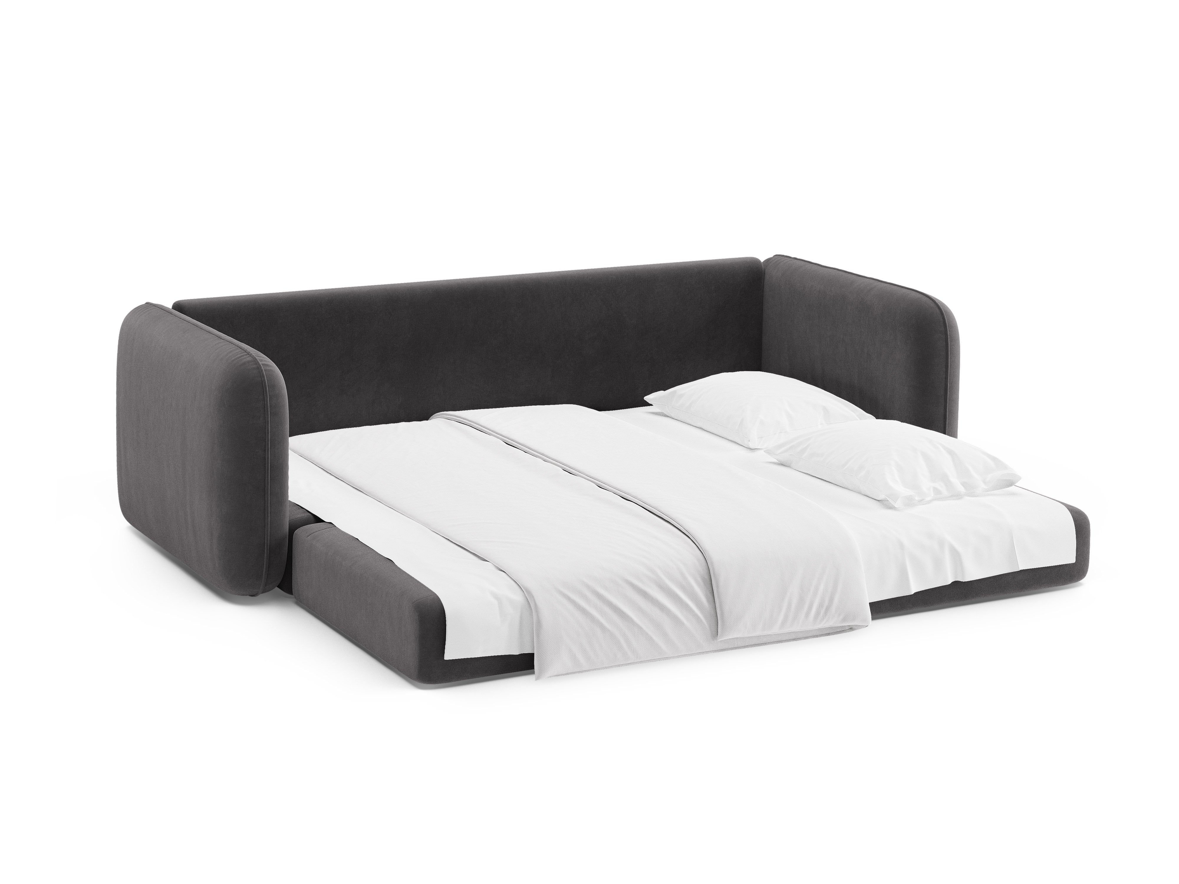 Dark Gray Velvet 3-Seater Sofa with Sleeping Function DORMI