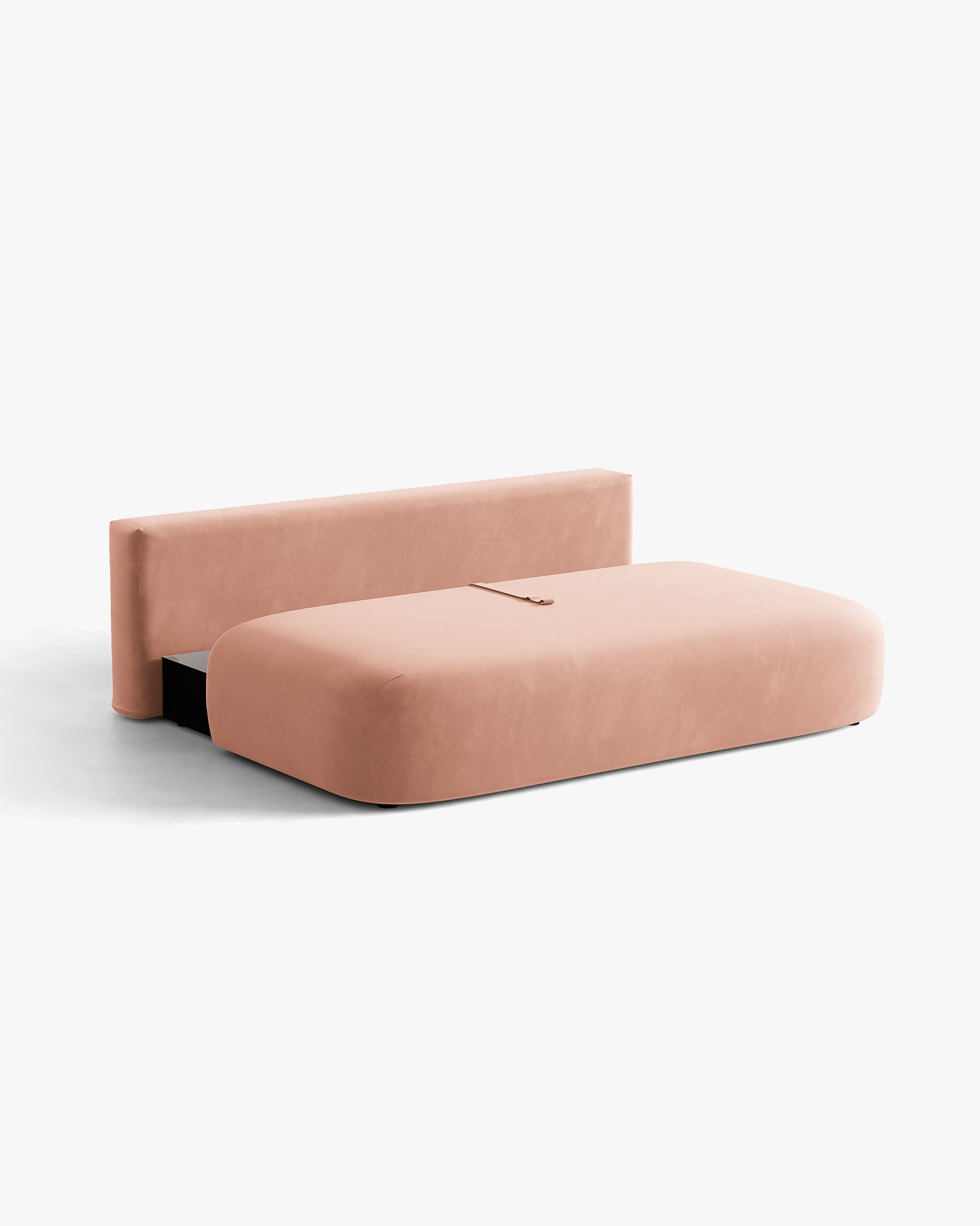 HENA Pink Velvet 3-Seater Sofa with Sleeping Function and Brick-Colored Cushions