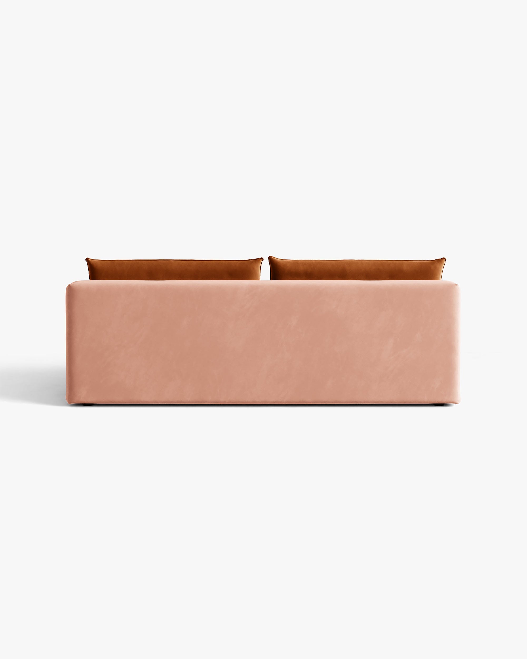 HENA Pink Velvet 3-Seater Sofa with Sleeping Function and Brick-Colored Cushions