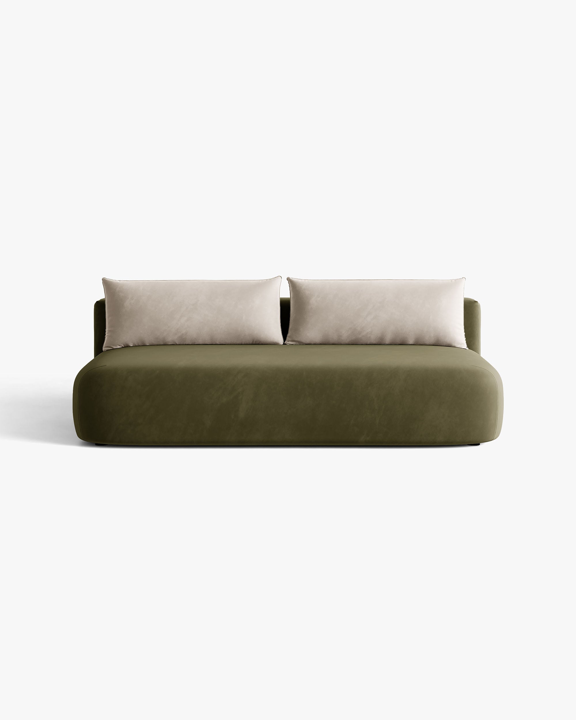 HENA Green Velvet 3-Seater Sofa with Sleeping Function and Beige Cushions