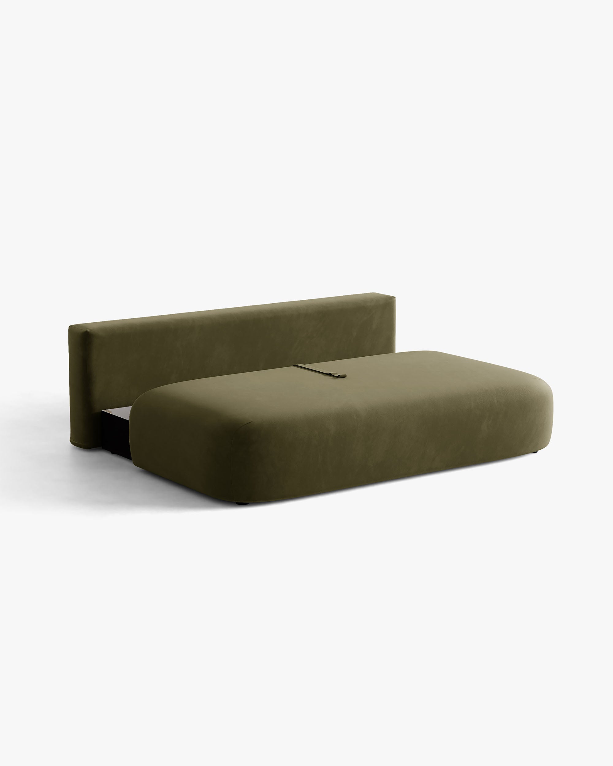 HENA Green Velvet 3-Seater Sofa with Sleeping Function and Beige Cushions