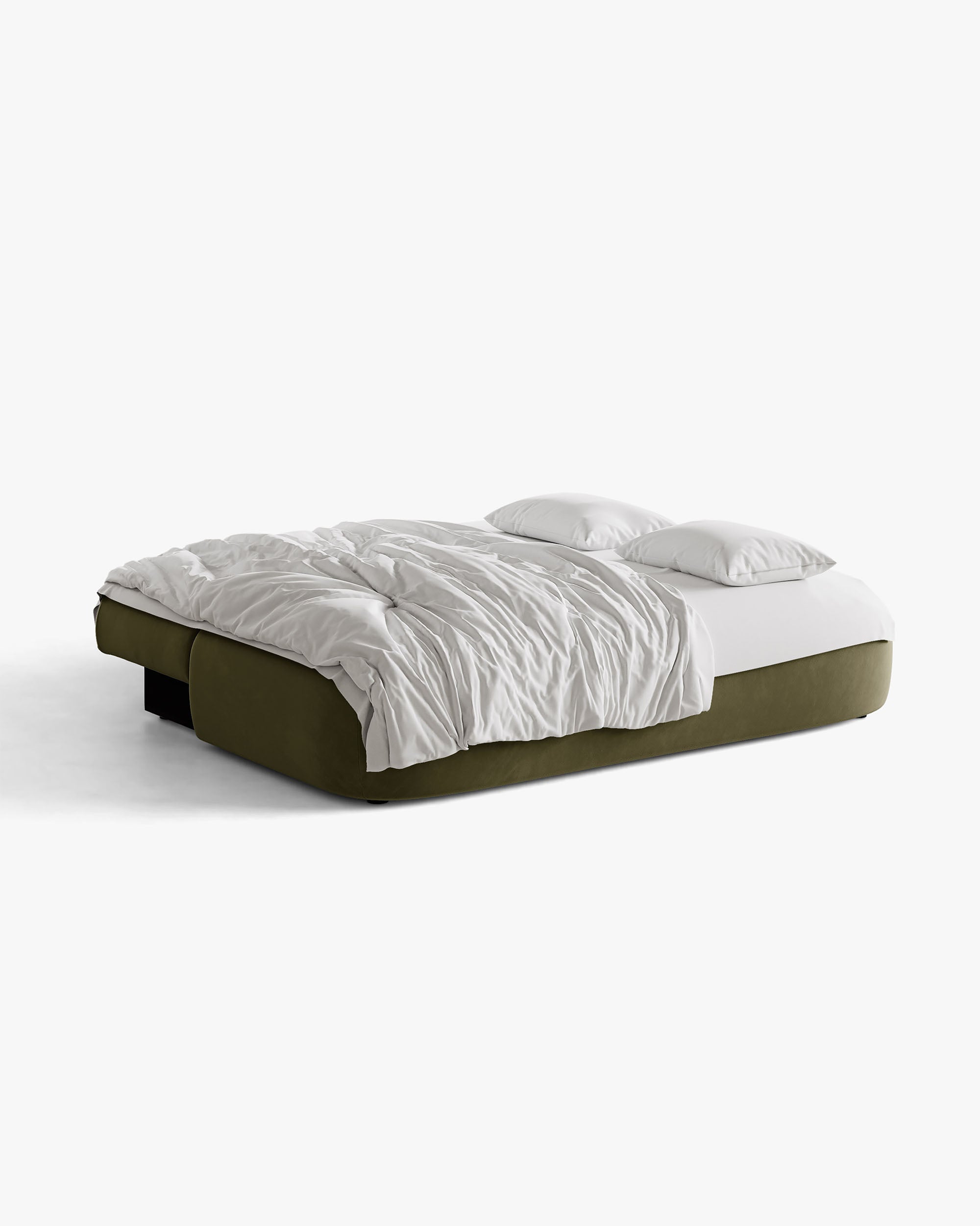 HENA Green Velvet 3-Seater Sofa with Sleeping Function and Beige Cushions