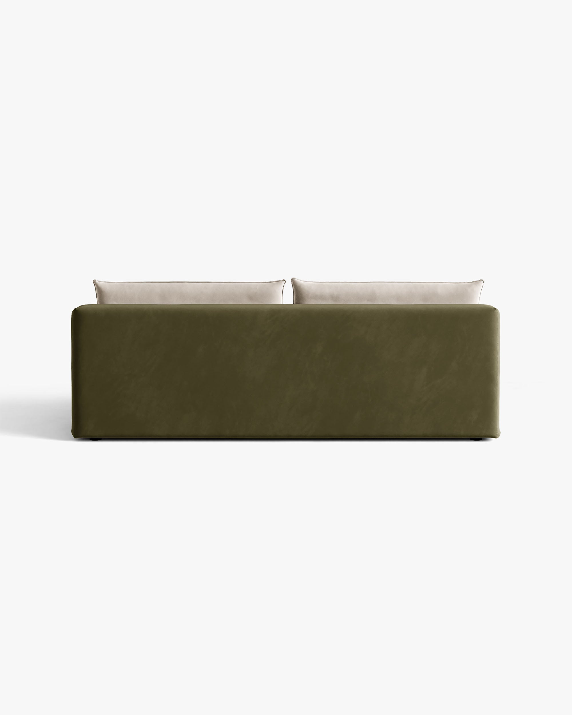 HENA Green Velvet 3-Seater Sofa with Sleeping Function and Beige Cushions