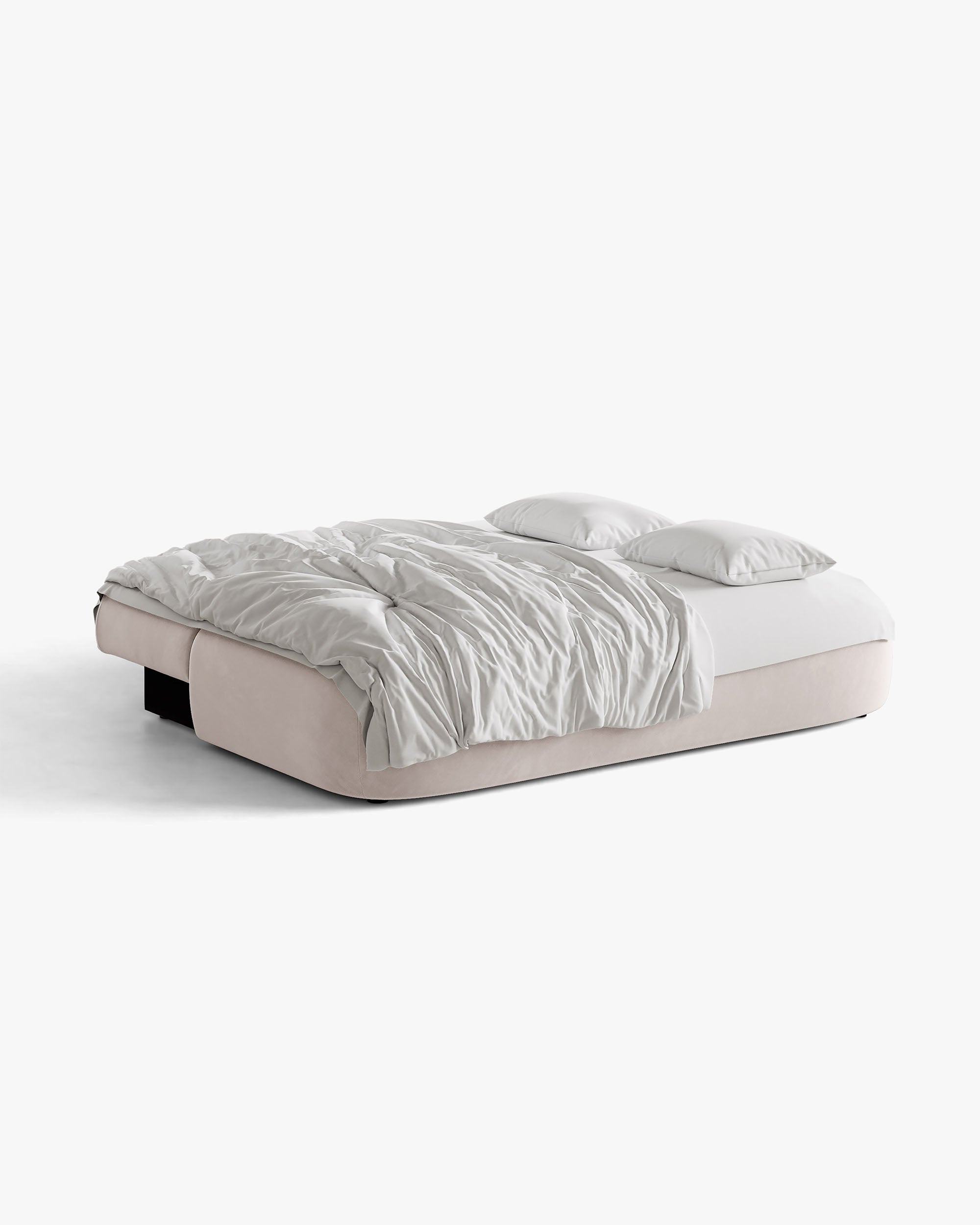 HENA Light Gray Velvet Sofa for 3 with Sleeping Function and Navy Blue Cushions
