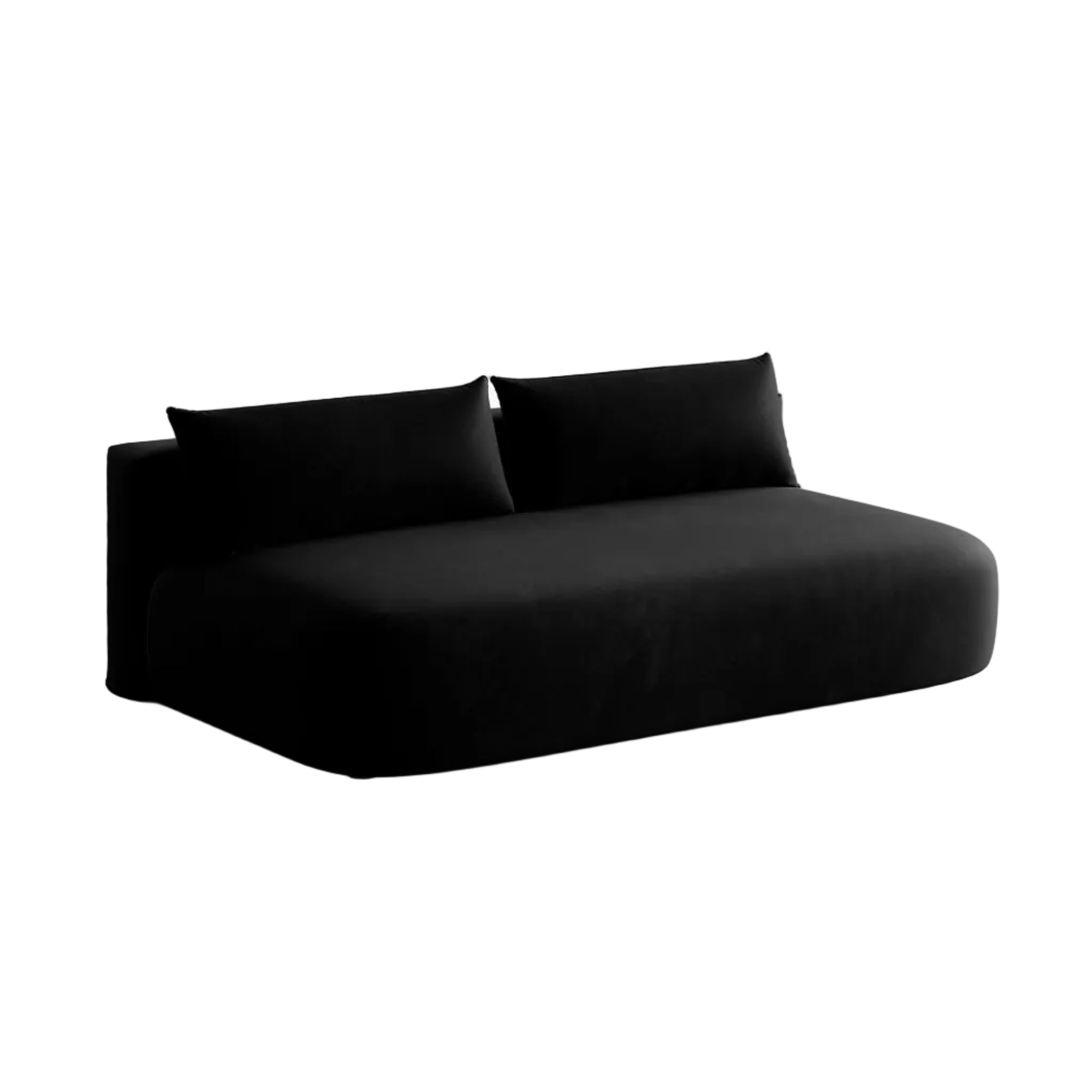 HENA Black Velvet 3-Seater Sofa with Sleeping Function