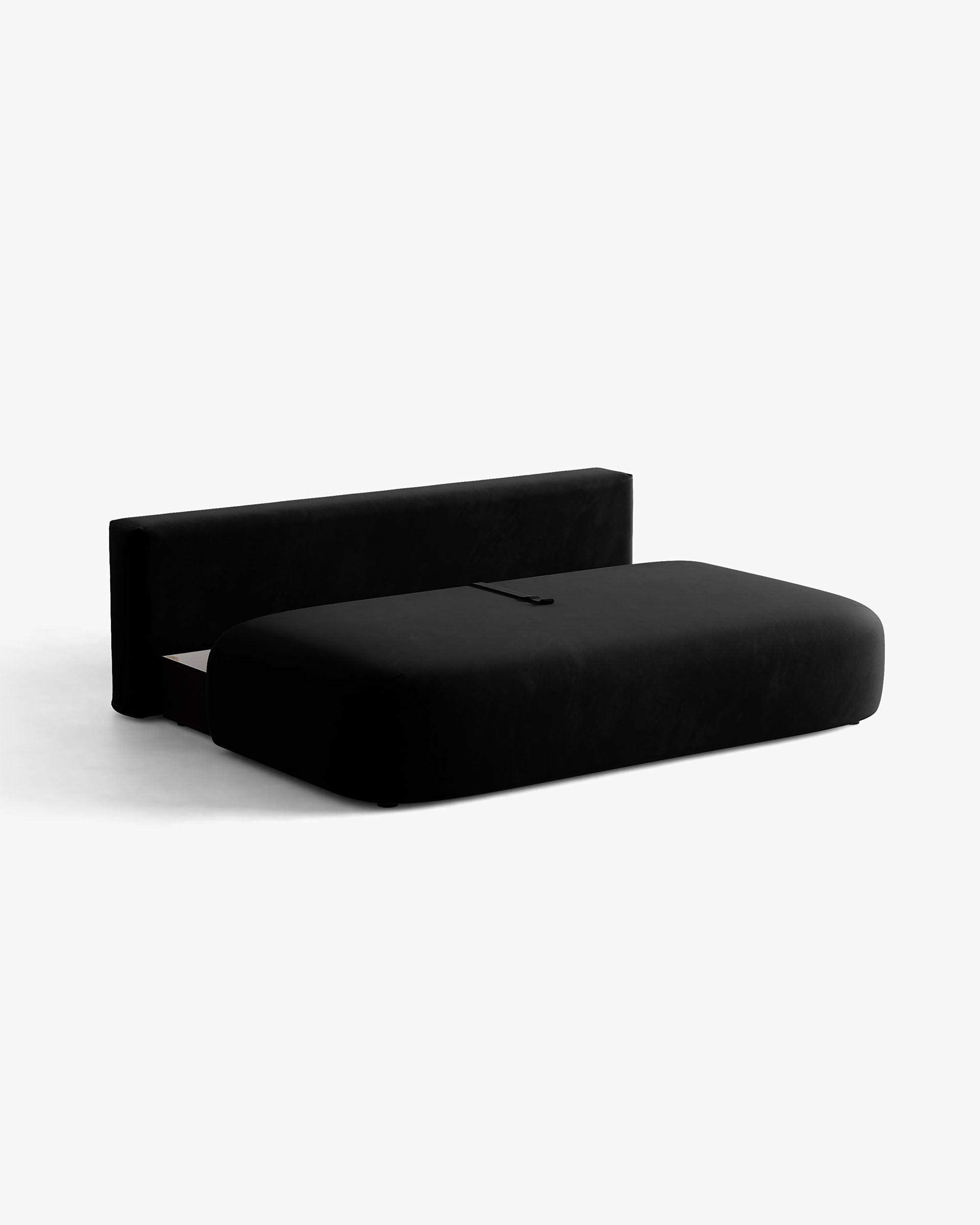 HENA Black Velvet 3-Seater Sofa with Sleeping Function