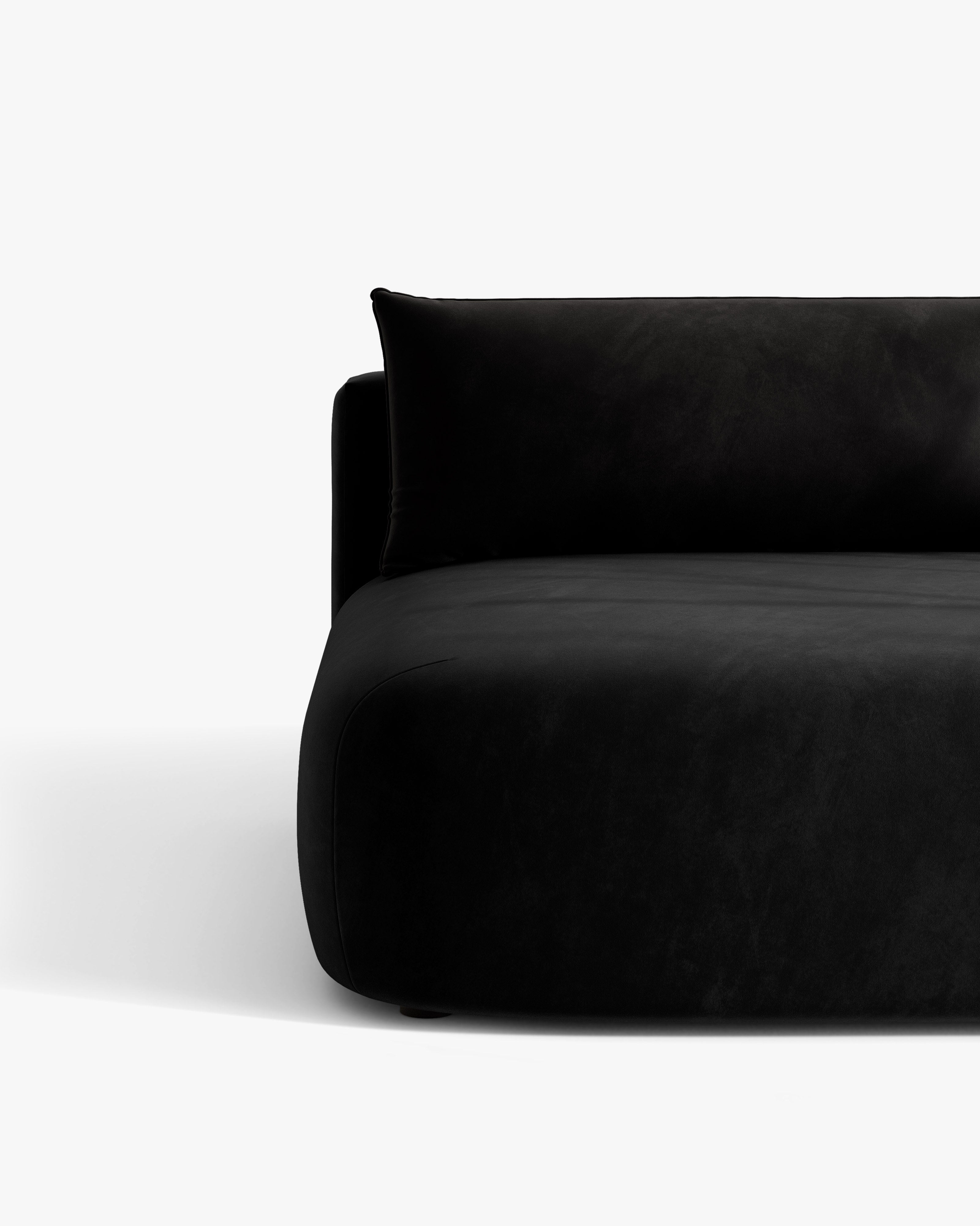 HENA Black Velvet 3-Seater Sofa with Sleeping Function