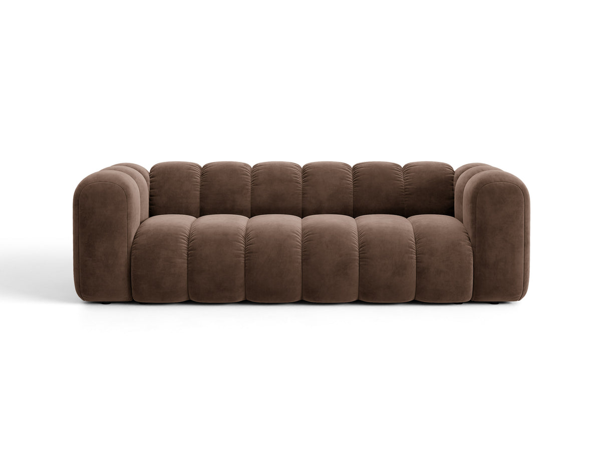 Sofa aksamitna 3-osobowa z funkcją spania LUPINE czekoladowy – Micadoni