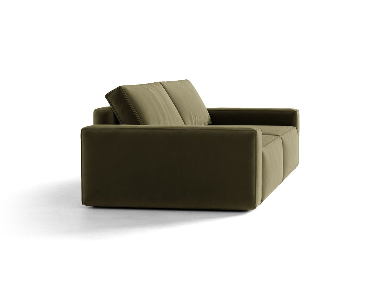 Sofa aksamitna 3-osobowa z funkcją spania JODIE zielony – ujęcie 4