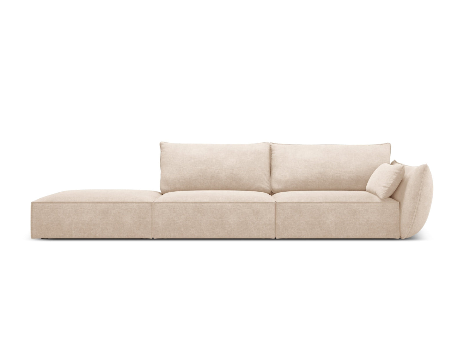 Sofa z otomaną lewostronną 4-osobowa KAELLE beżowy szenil Over The Horizon – Micadoni