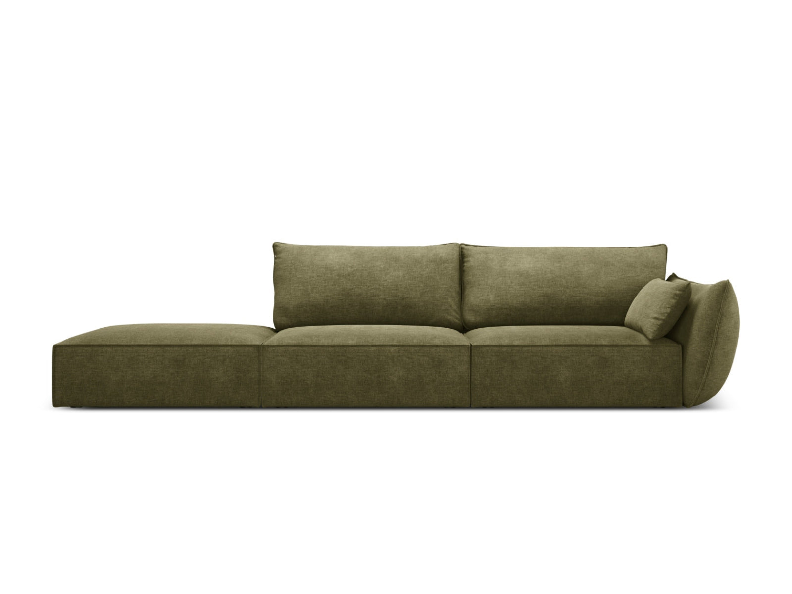 Sofa z otomaną lewostronną 4-osobowa KAELLE zielony szenil Over The Horizon – Micadoni