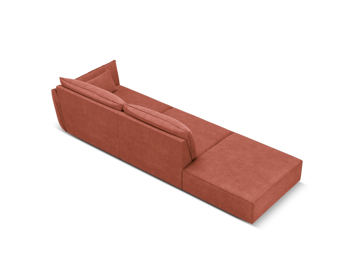 Sofa z otomaną lewostronną 4-osobowa KAELLE terakota szenil Over The Horizon – ujęcie tylne