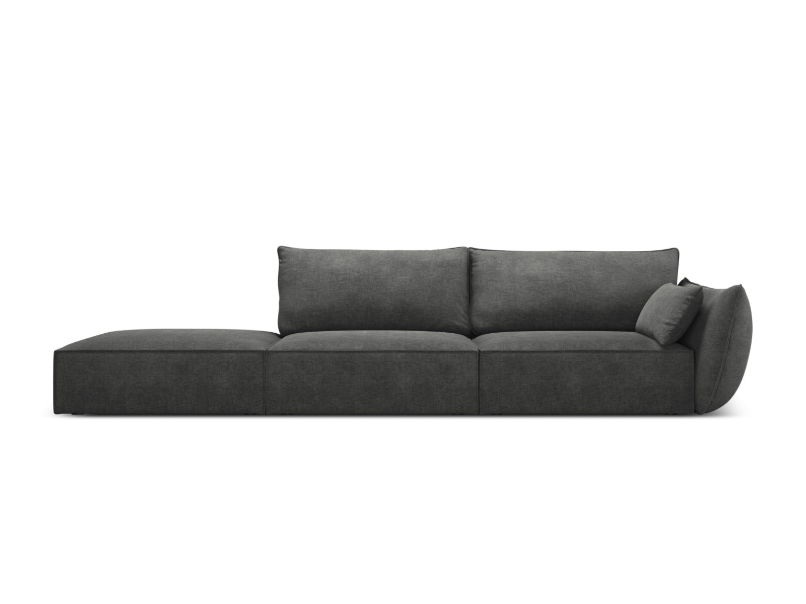 Sofa z otomaną lewostronną 4-osobowa KAELLE grafitowy szenil Over The Horizon – Micadoni