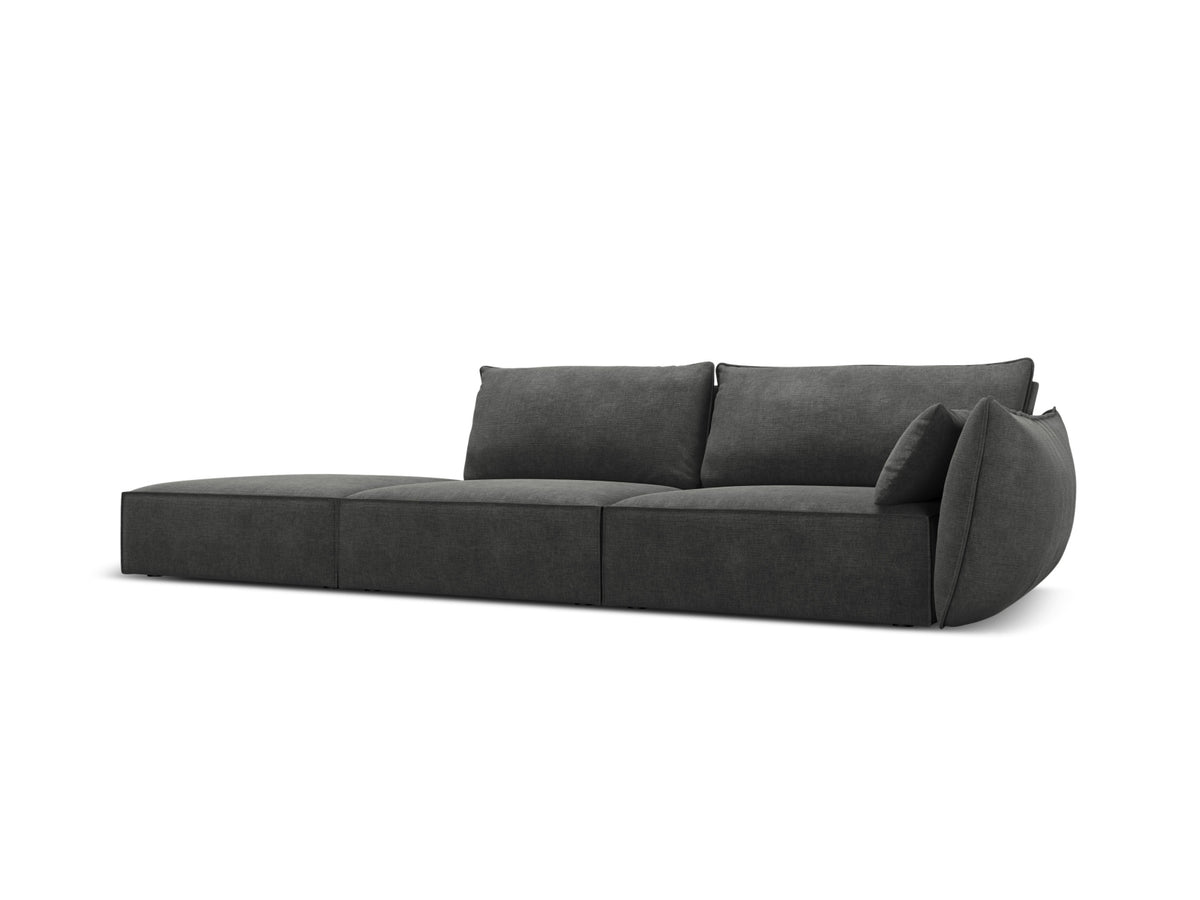 Sofa z otomaną lewostronną 4-osobowa KAELLE grafitowy szenil Over The Horizon – ujęcie boczne