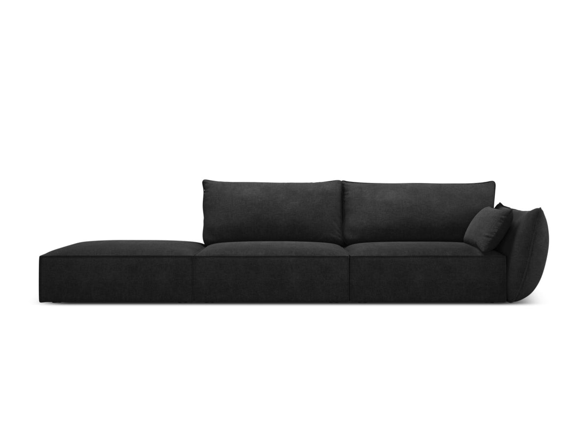 Sofa z otomaną lewostronną 4-osobowa KAELLE czarny szenil Over The Horizon – Micadoni