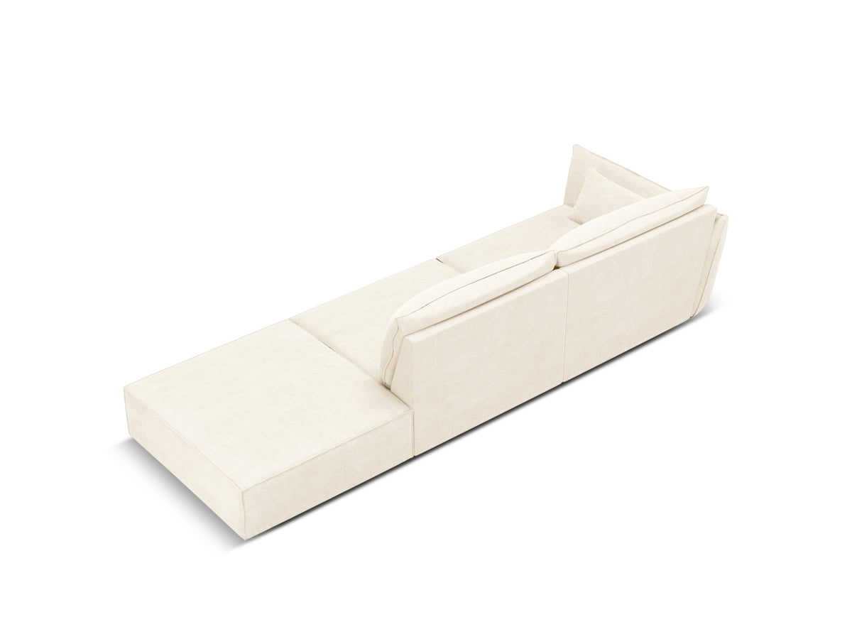 Sofa z otomaną prawostronną 4-osobowa KAELLE jasnobeżowy szenil Over The Horizon – ujęcie tylne