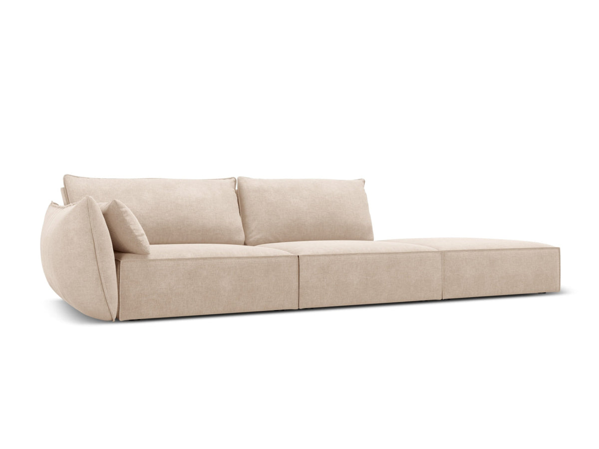 Sofa z otomaną prawostronną 4-osobowa KAELLE beżowy szenil Over The Horizon – ujęcie boczne