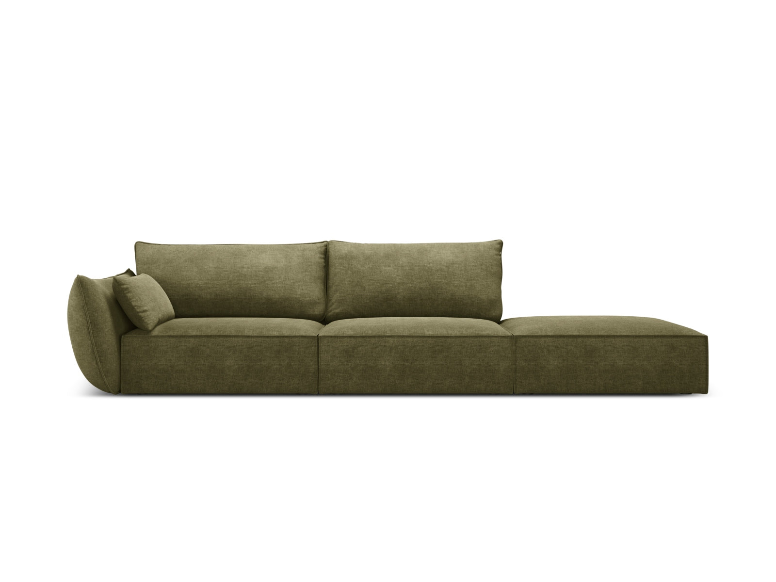 Sofa z otomaną prawostronną 4-osobowa KAELLE zielony szenil Over The Horizon – Micadoni