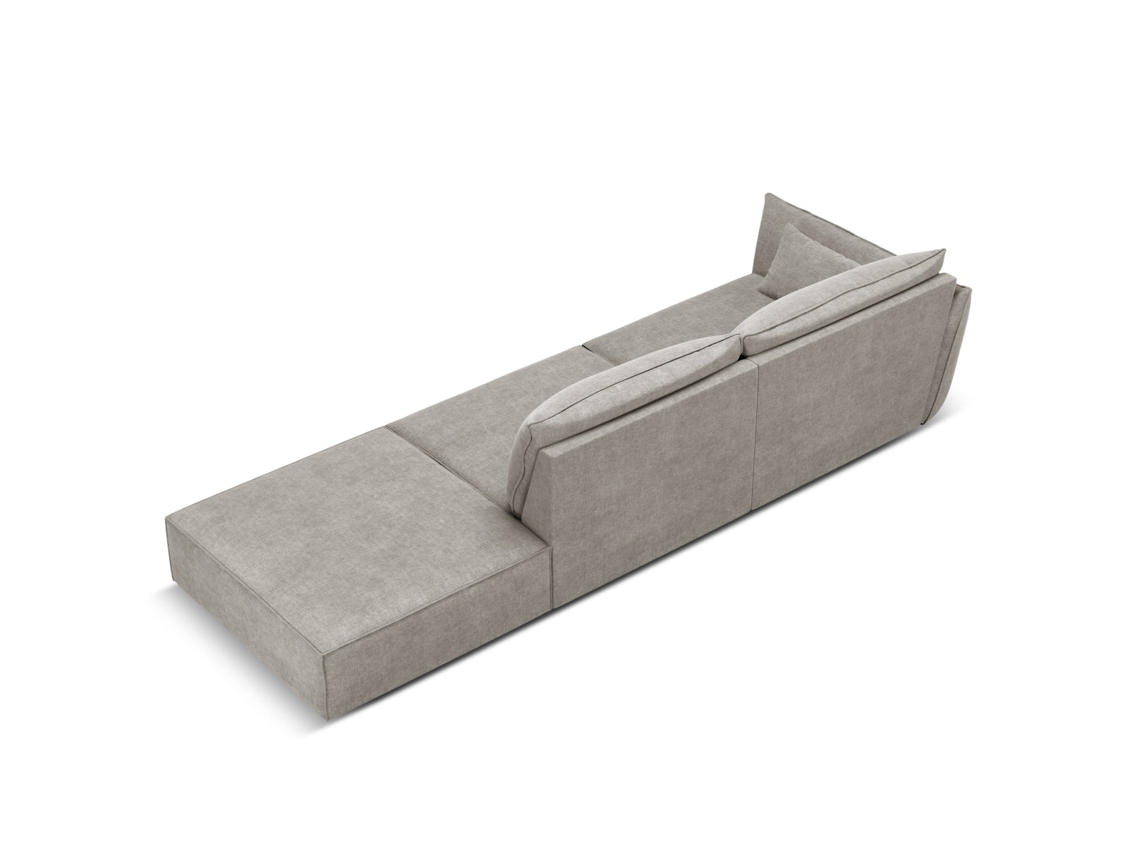 Sofa z otomaną prawostronną 4-osobowa KAELLE jasnoszary szenil Over The Horizon – ujęcie tylne