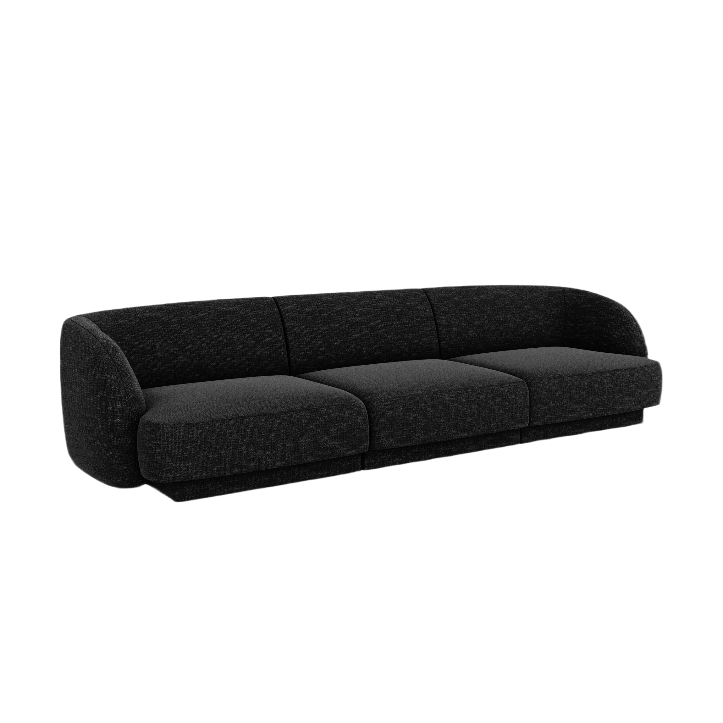 Sofa 3-sitzig MILEY schwarzes Chenille seidig