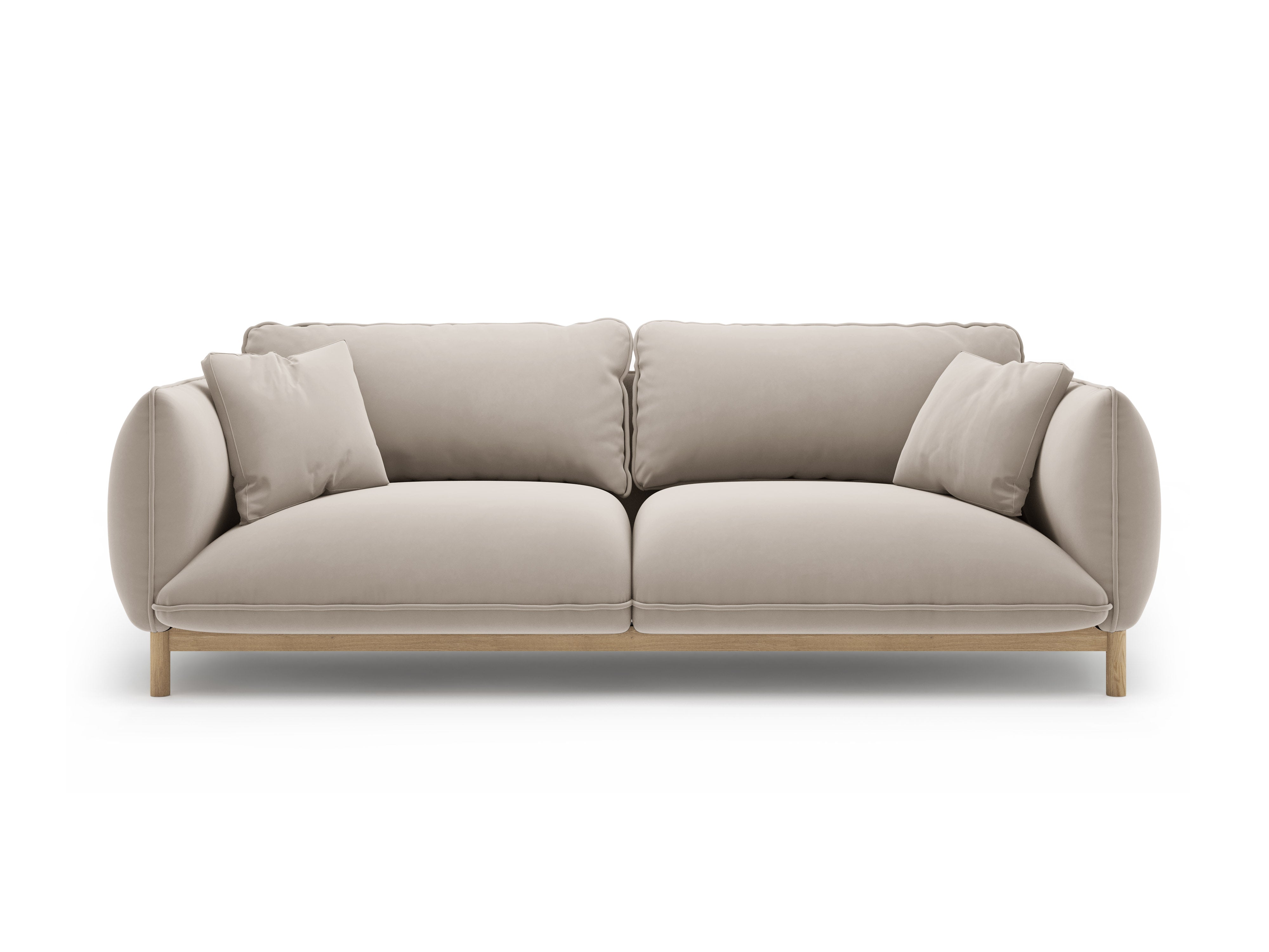 Sofa aus Samt 3-sitzig ADA hellbeige