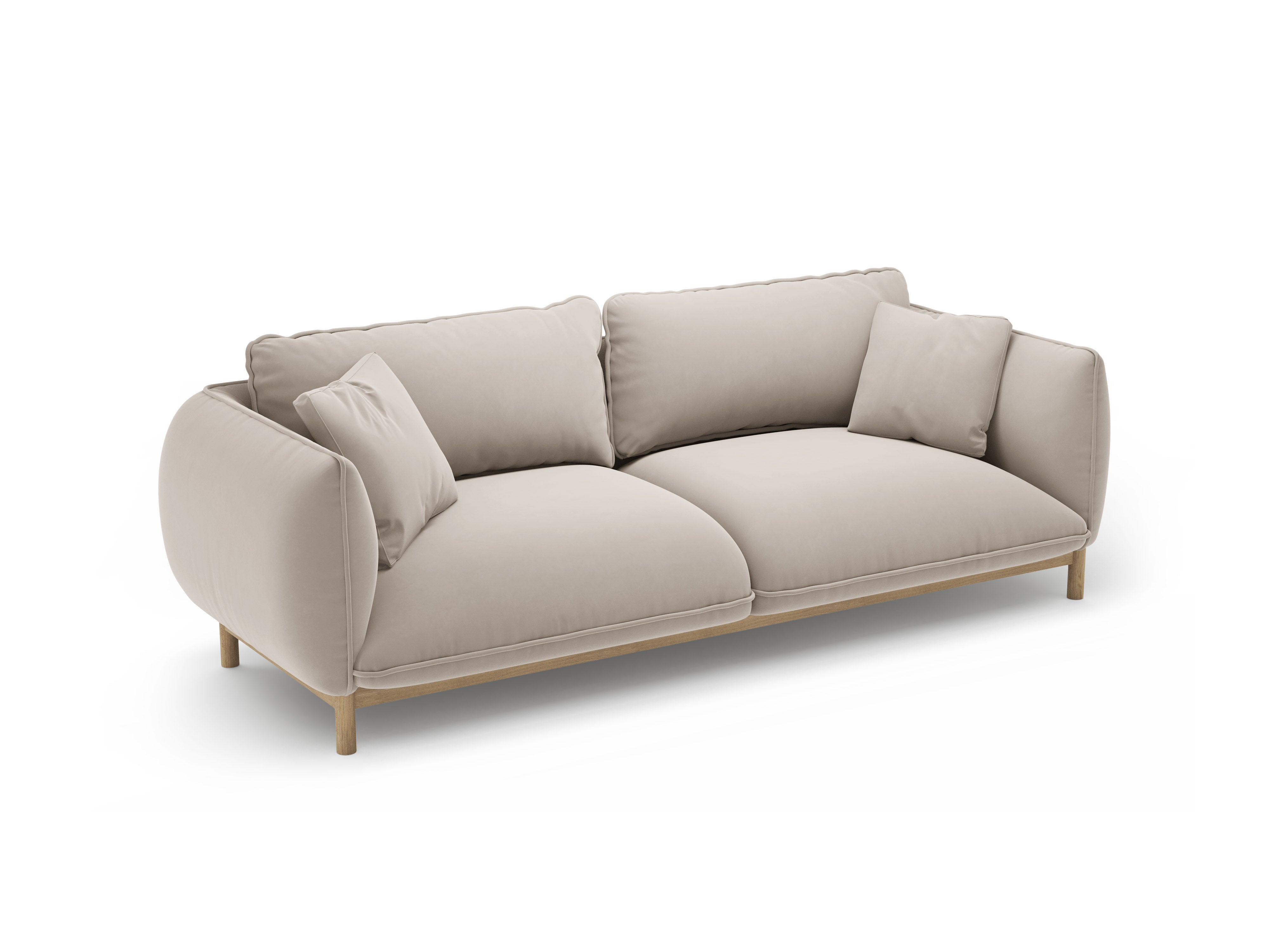 Sofa aus Samt 3-sitzig ADA hellbeige