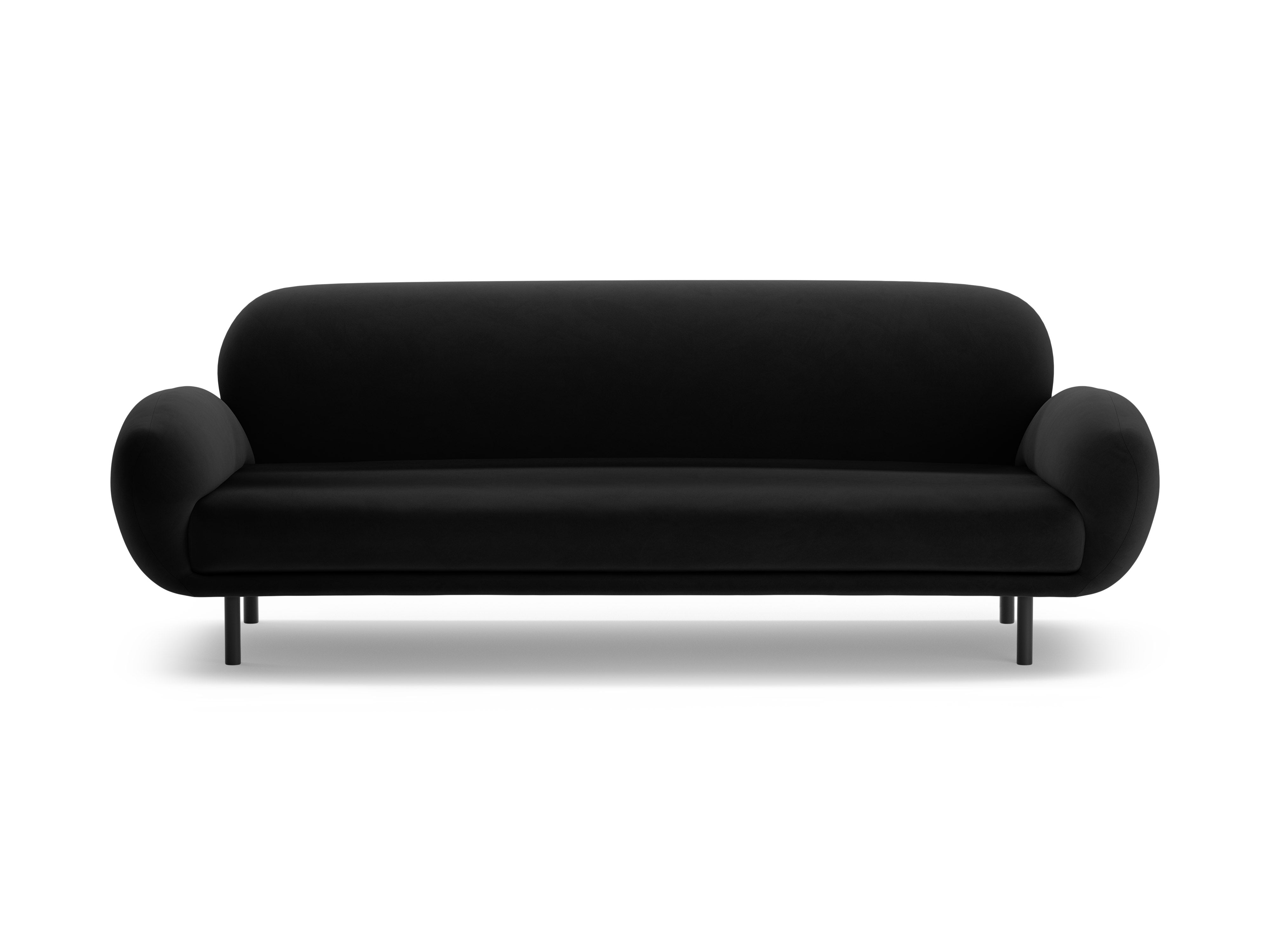 Velvet 3-Seater Sofa POPPY Black