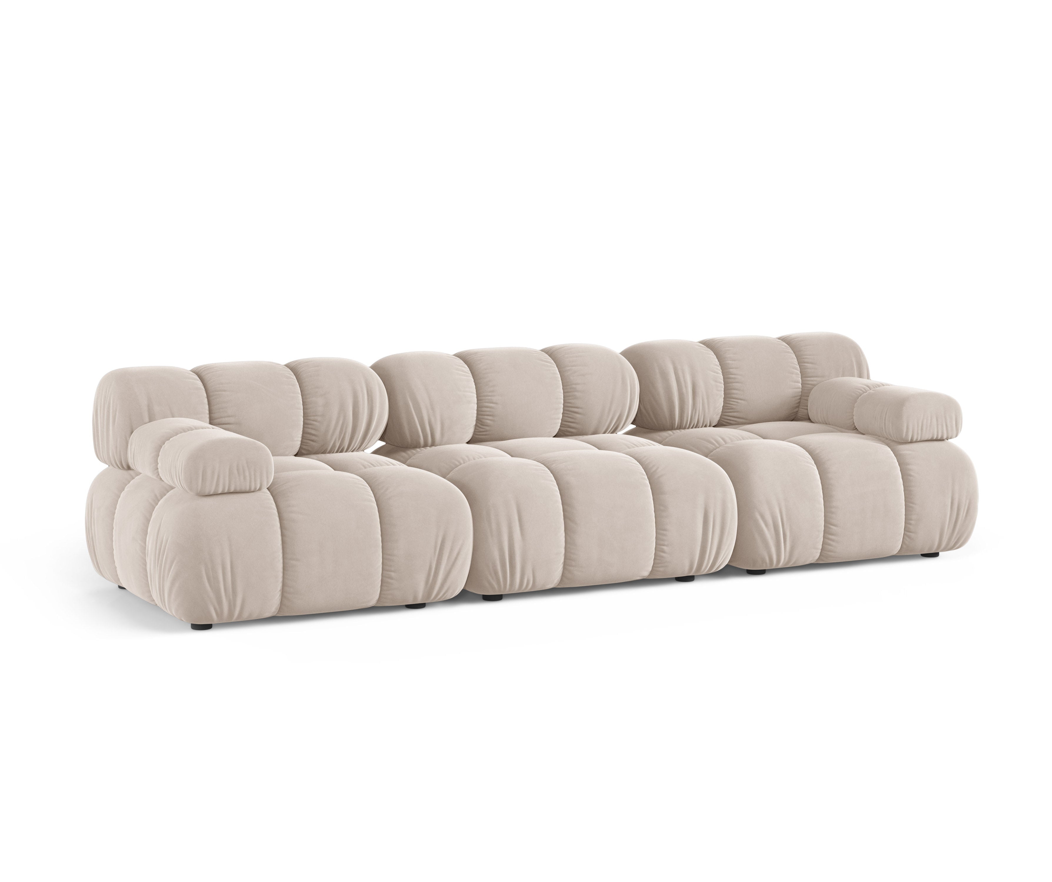 3-Seater Modular Sofa BELLIS in Light Beige Velvet