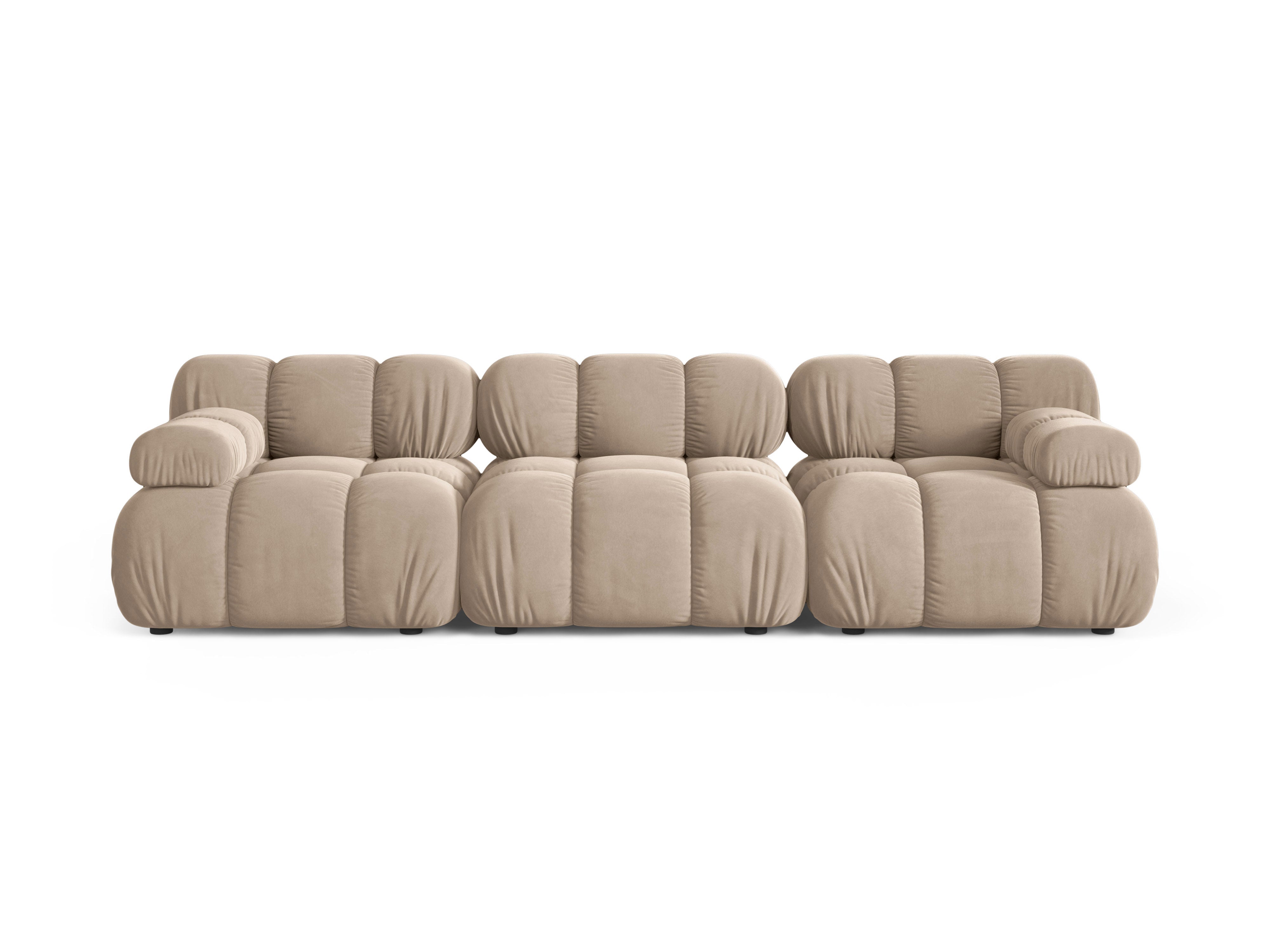 3-Seater Modular Sofa BELLIS in Beige Velvet