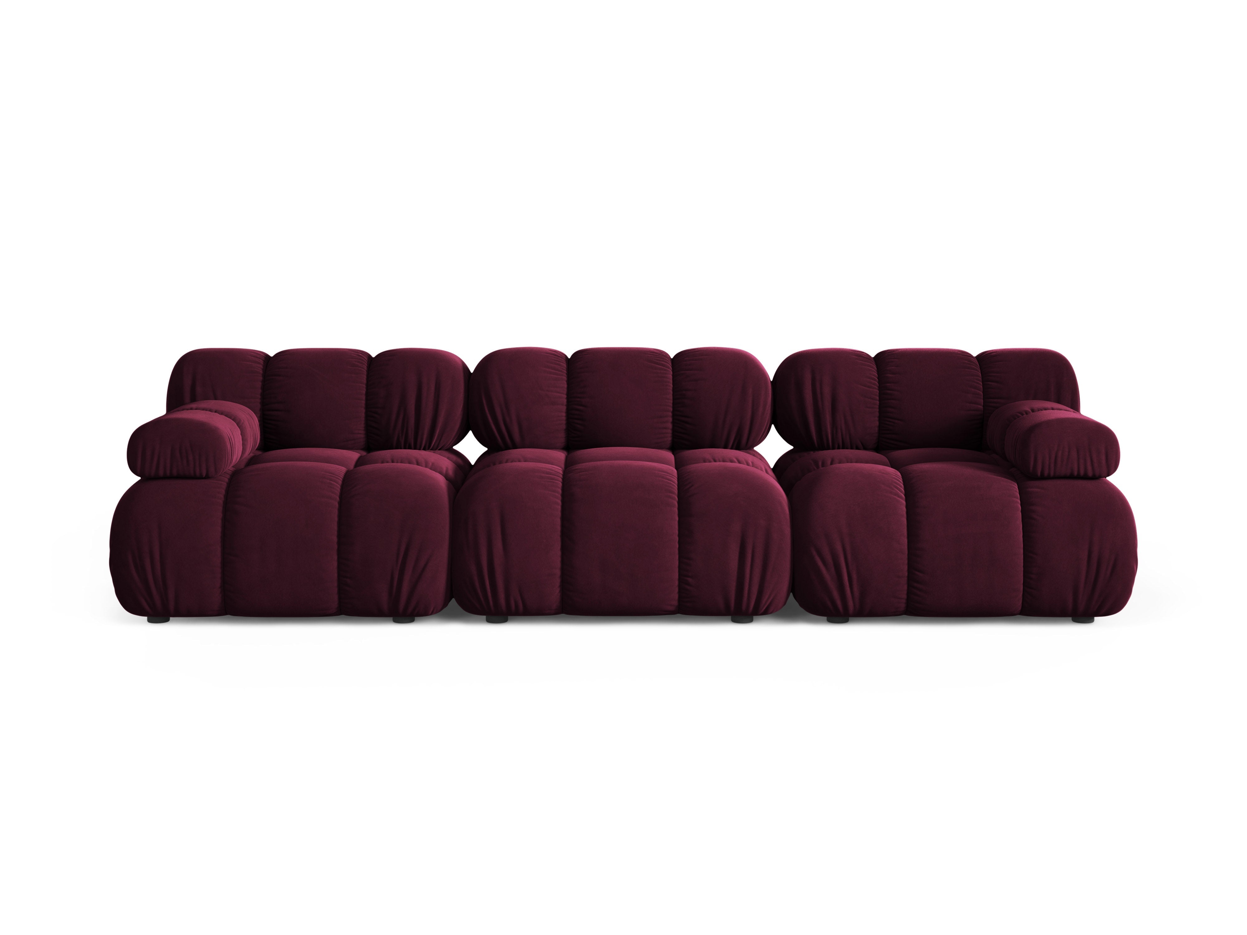 BELLIS Burgundy Velvet 3-Seater Modular Sofa