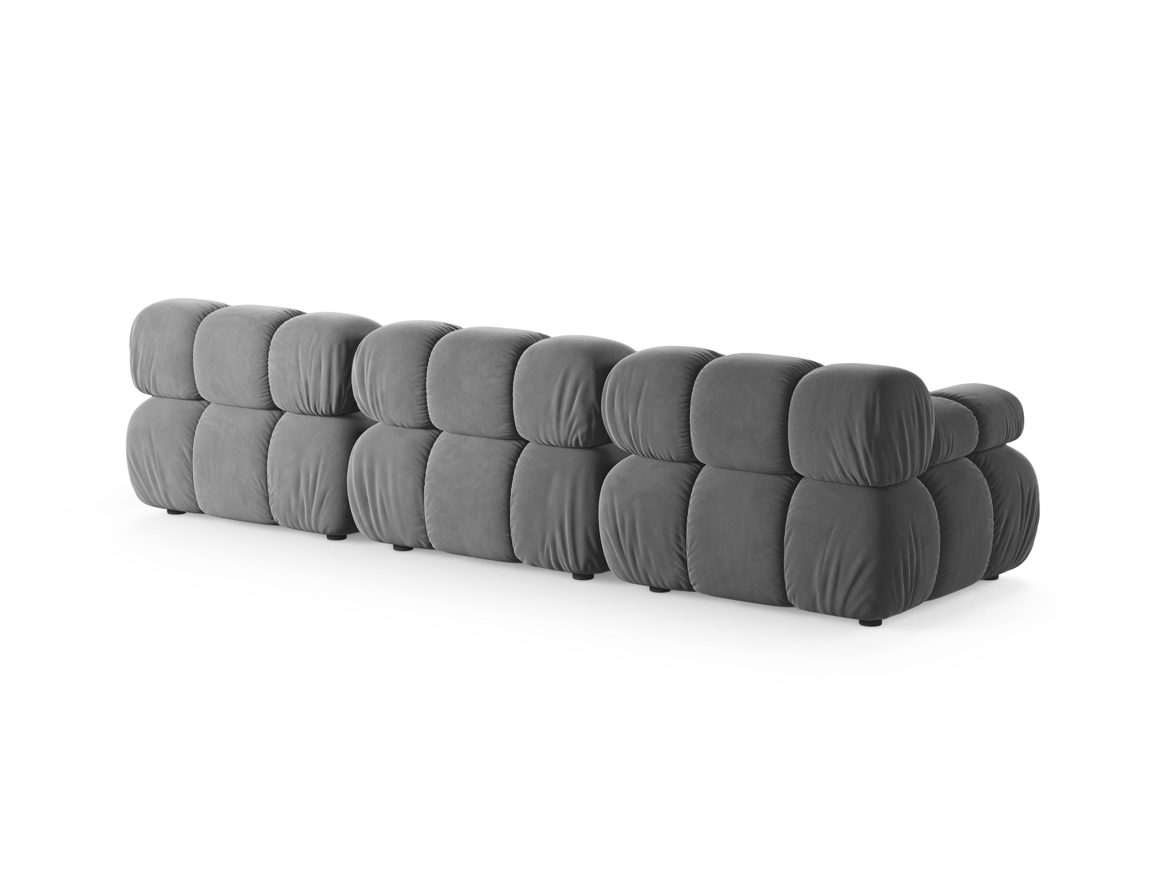 3-Seater Modular Sofa BELLIS in Light Gray Velvet