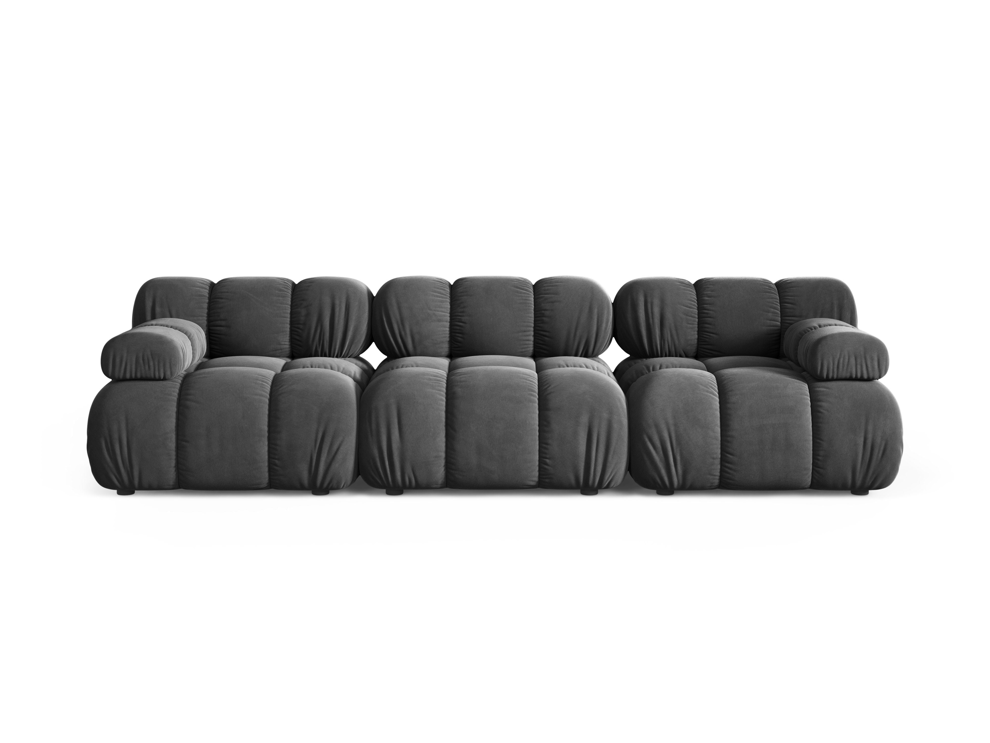 3-Seater Modular Sofa BELLIS in Gray Velvet