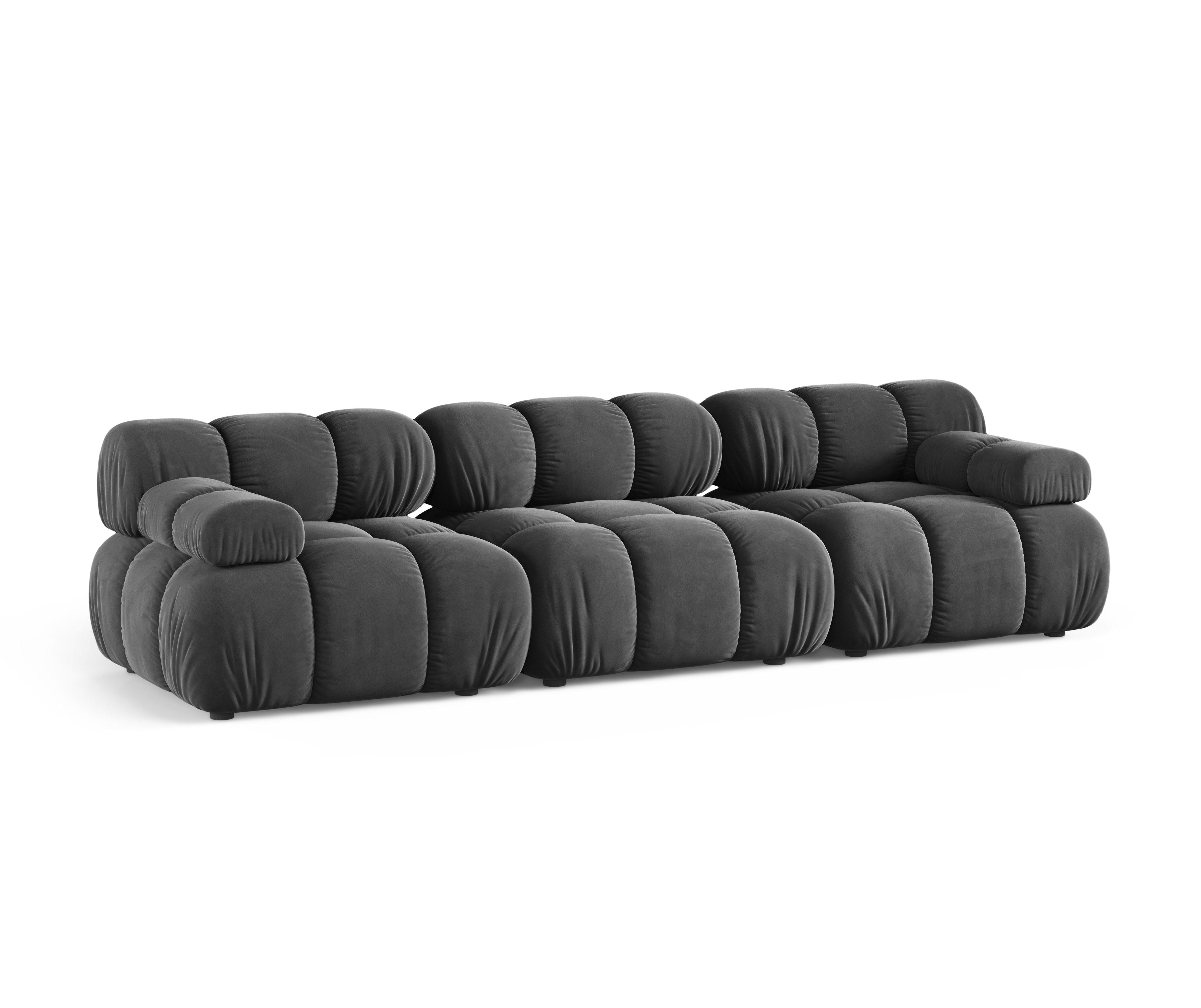 3-Seater Modular Sofa BELLIS in Gray Velvet