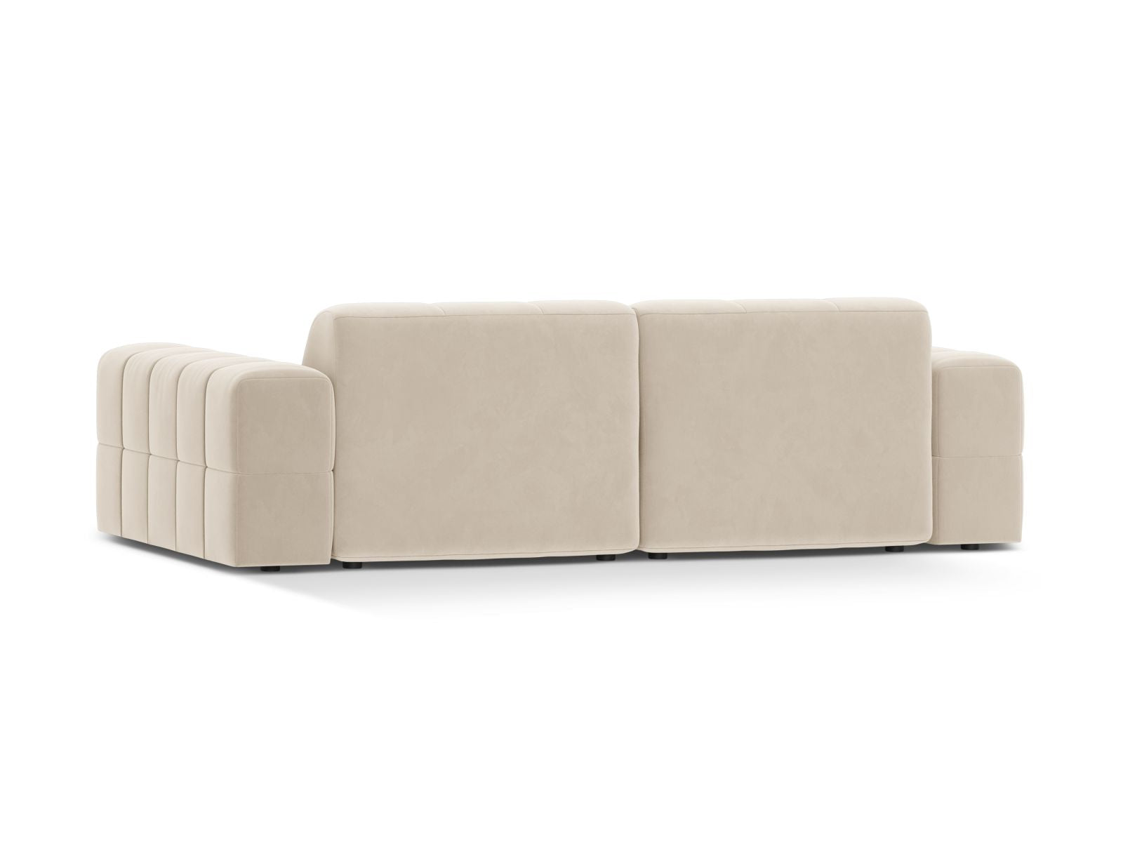 Sofa aksamitna 3-osobowa JENNIFER jasnobeżowy Bluvel – ujęcie tylne