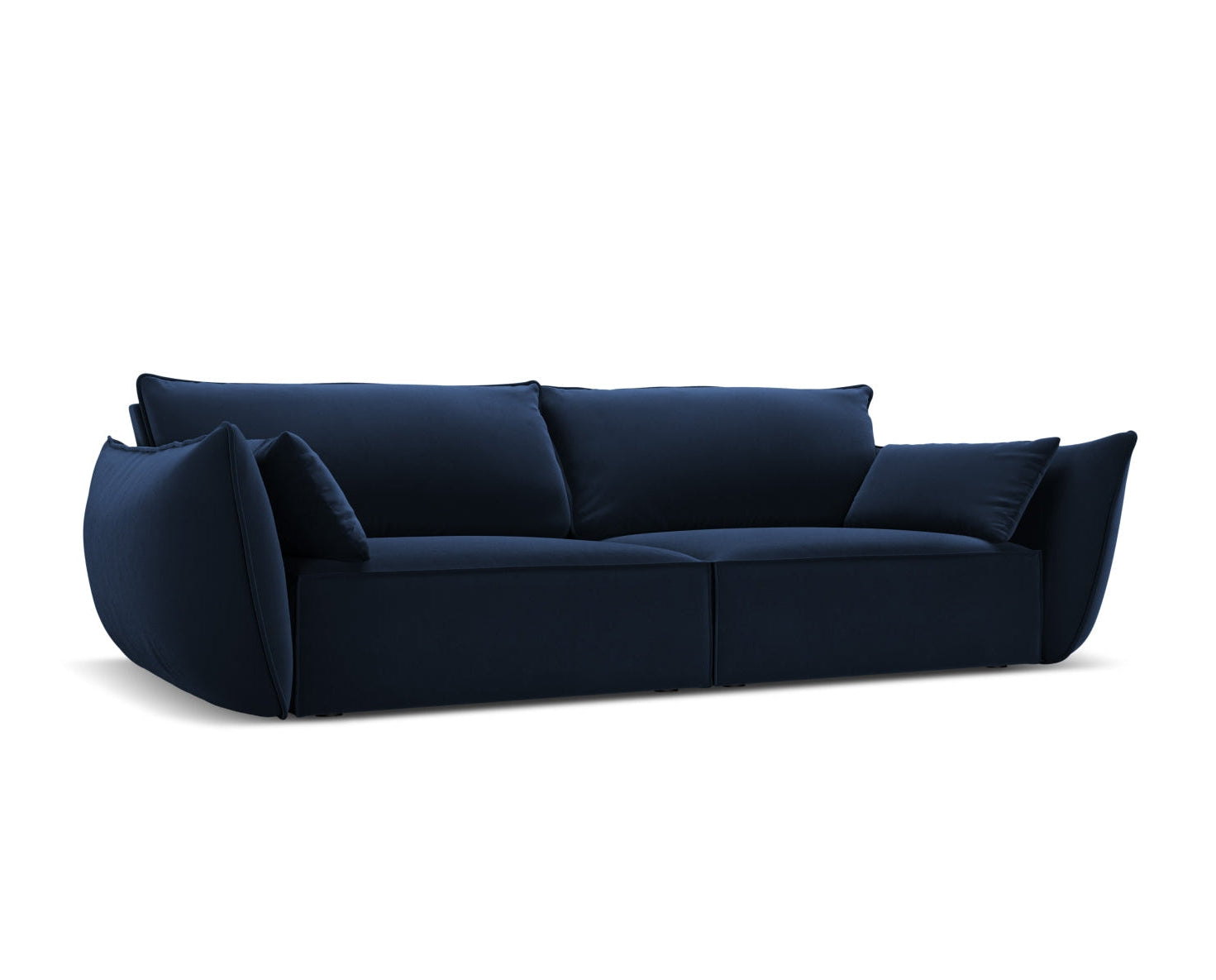 Sofa aksamitna 3-osobowa KAELLE kobaltowy – ujęcie boczne
