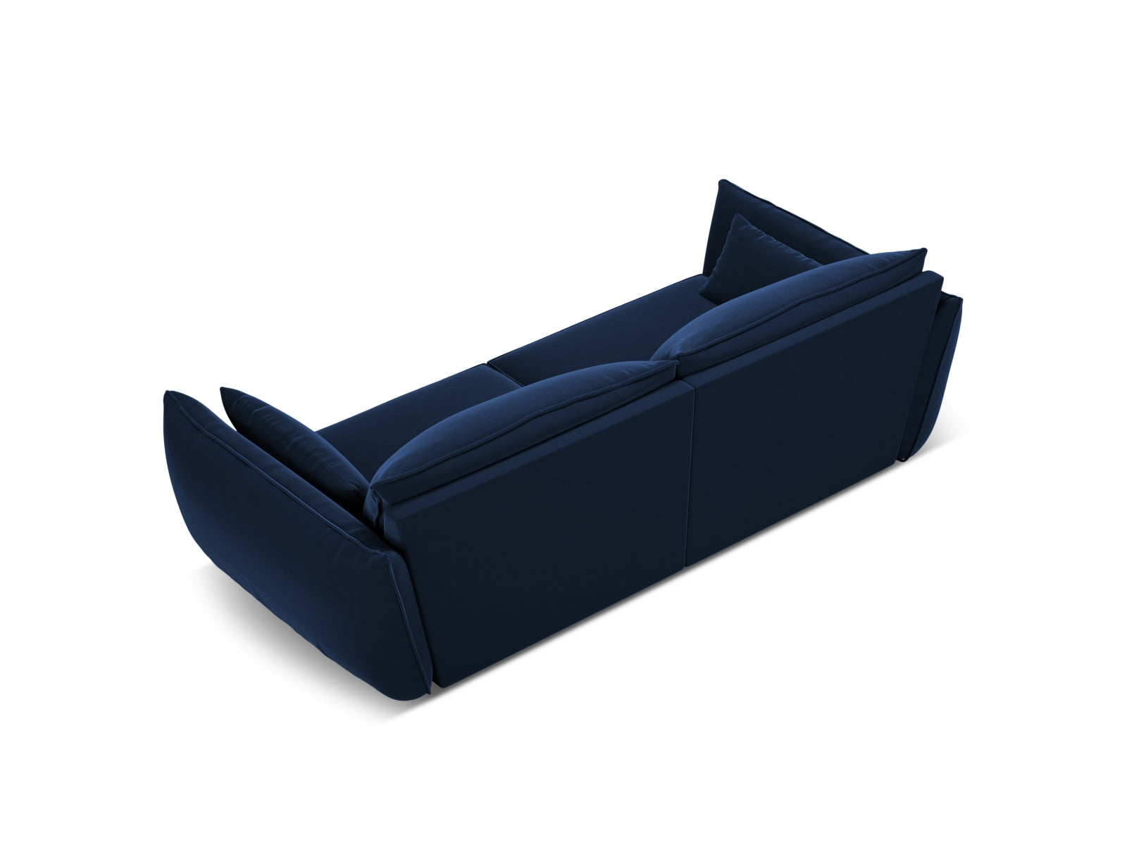 Sofa aksamitna 3-osobowa KAELLE kobaltowy – ujęcie tylne