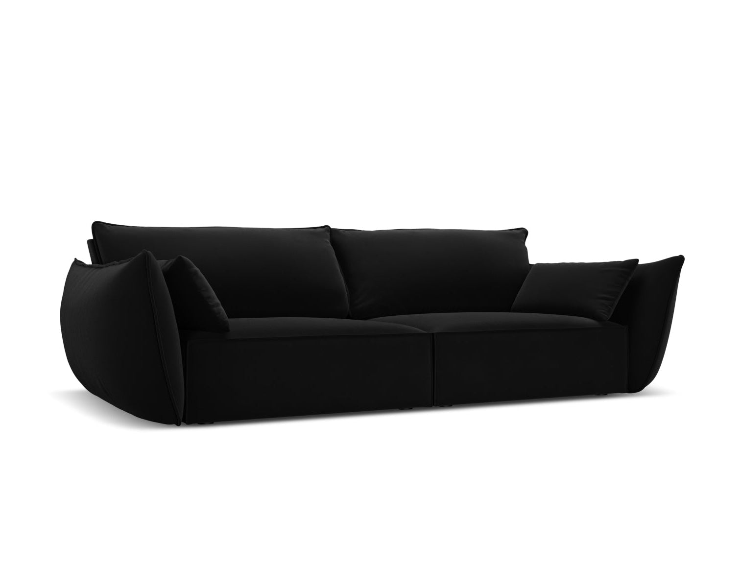 Sofa aksamitna 3-osobowa KAELLE czarny – ujęcie boczne