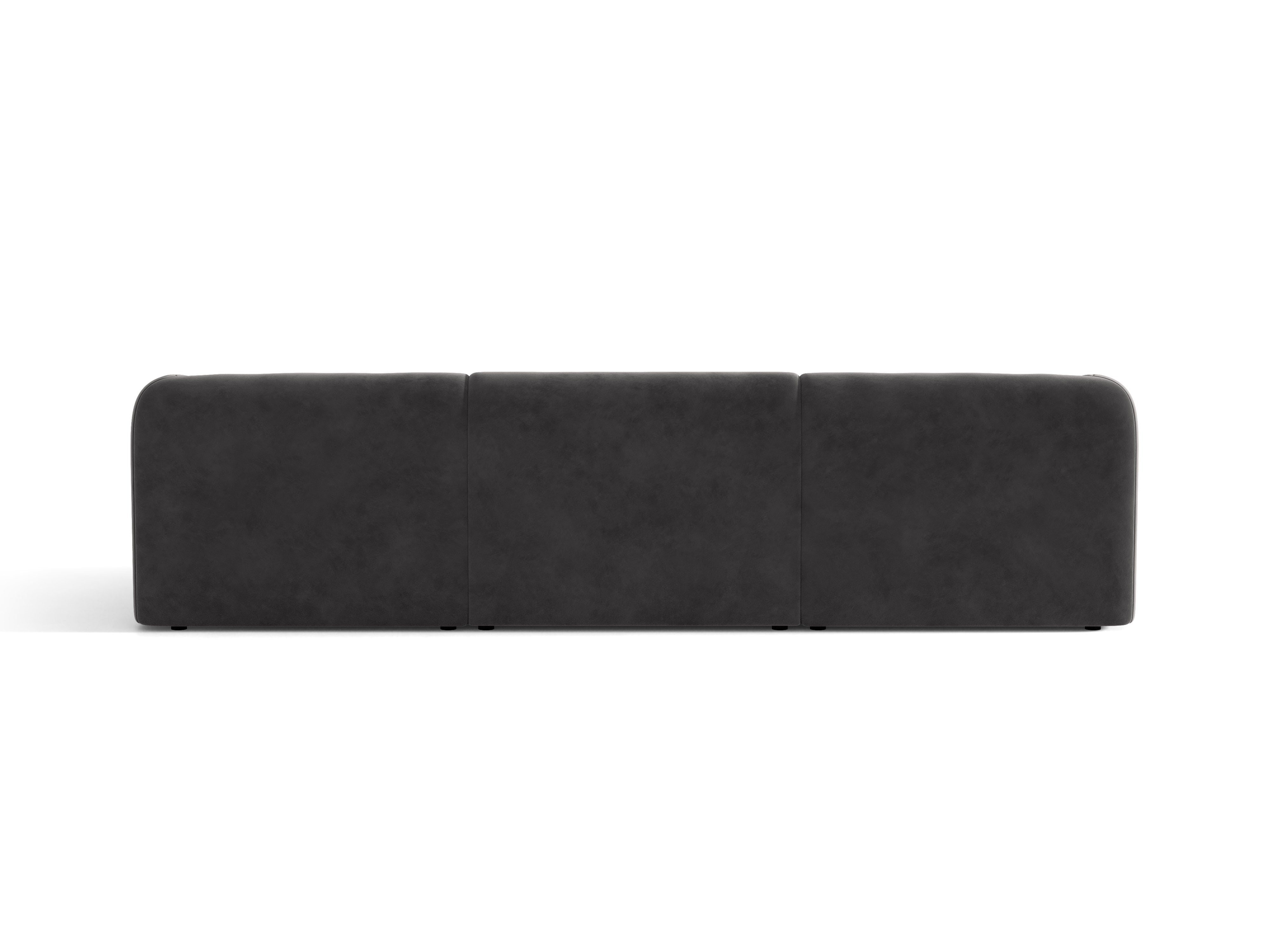3-seater velvet sofa MILEY dark gray