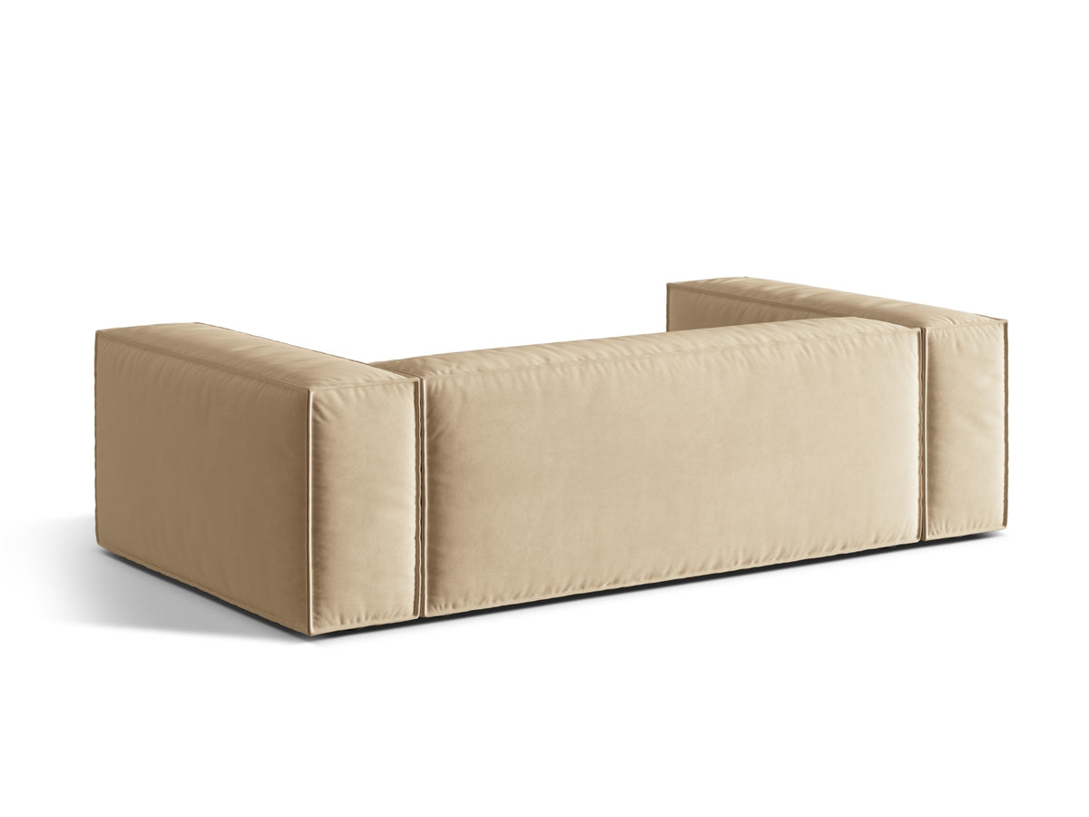 Sofa aksamitna 3-osobowa NURIA nude – ujęcie tylne