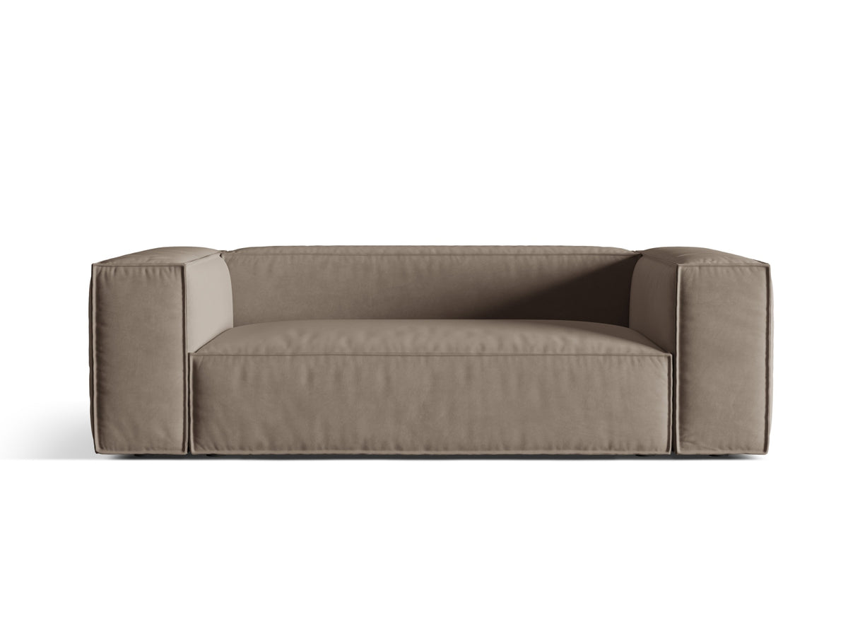 Sofa aksamitna 3-osobowa NURIA ciepły szary – Micadoni