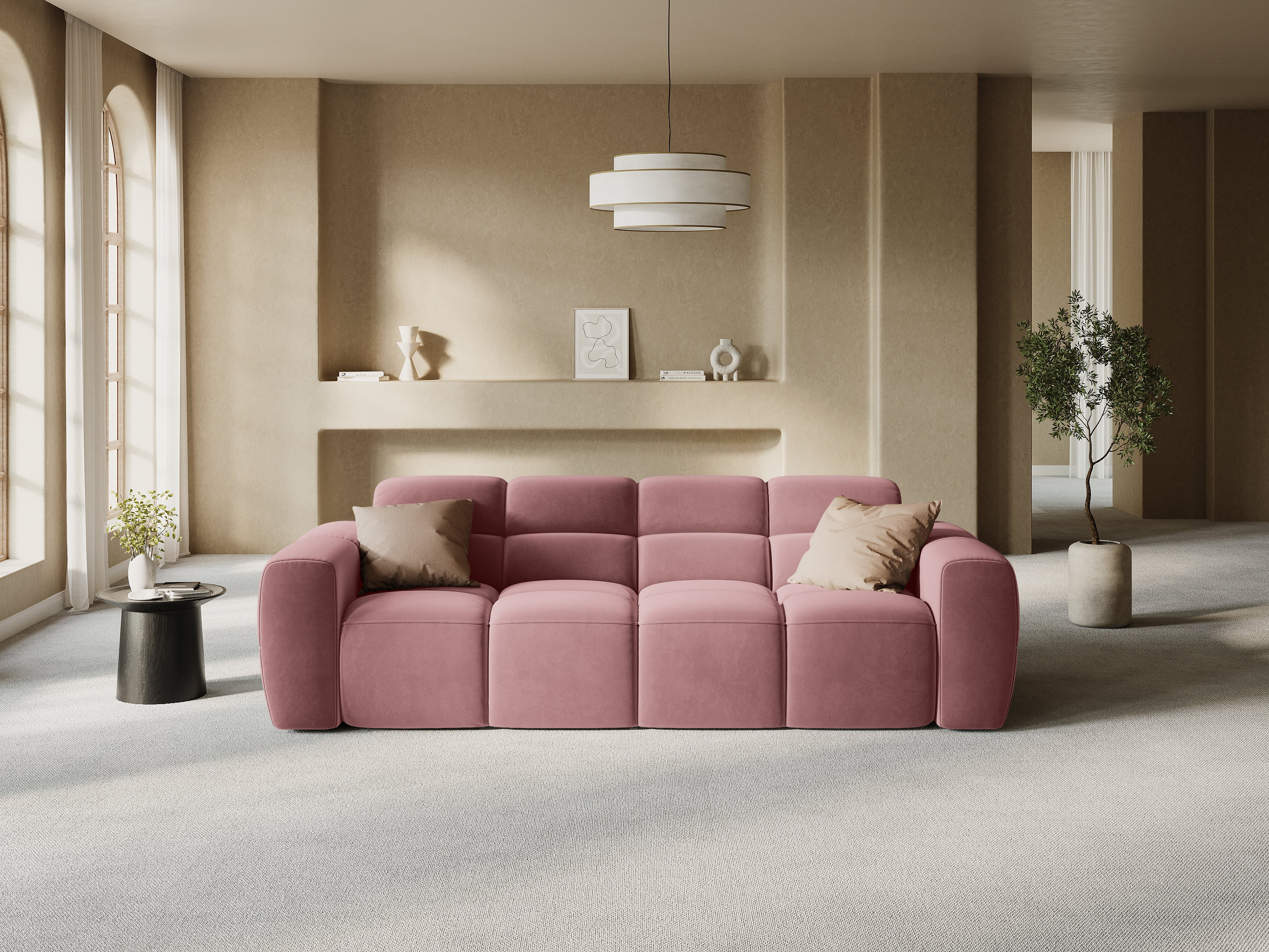 Velvet sofa for 4 people LISA pink [Monika] [Julia spr]