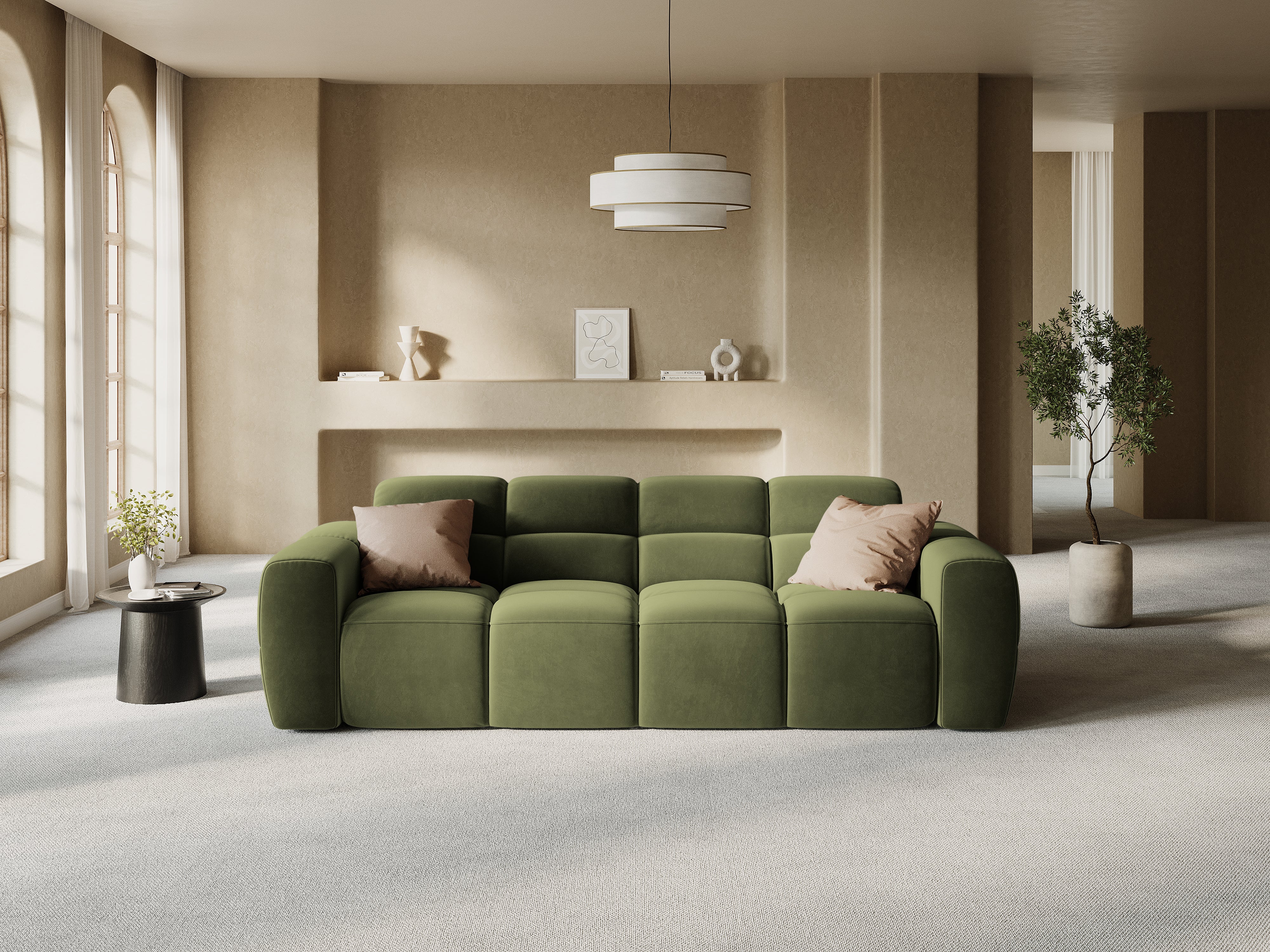 4-seater sofa LISA green chenille [Monika] [Julia spr]