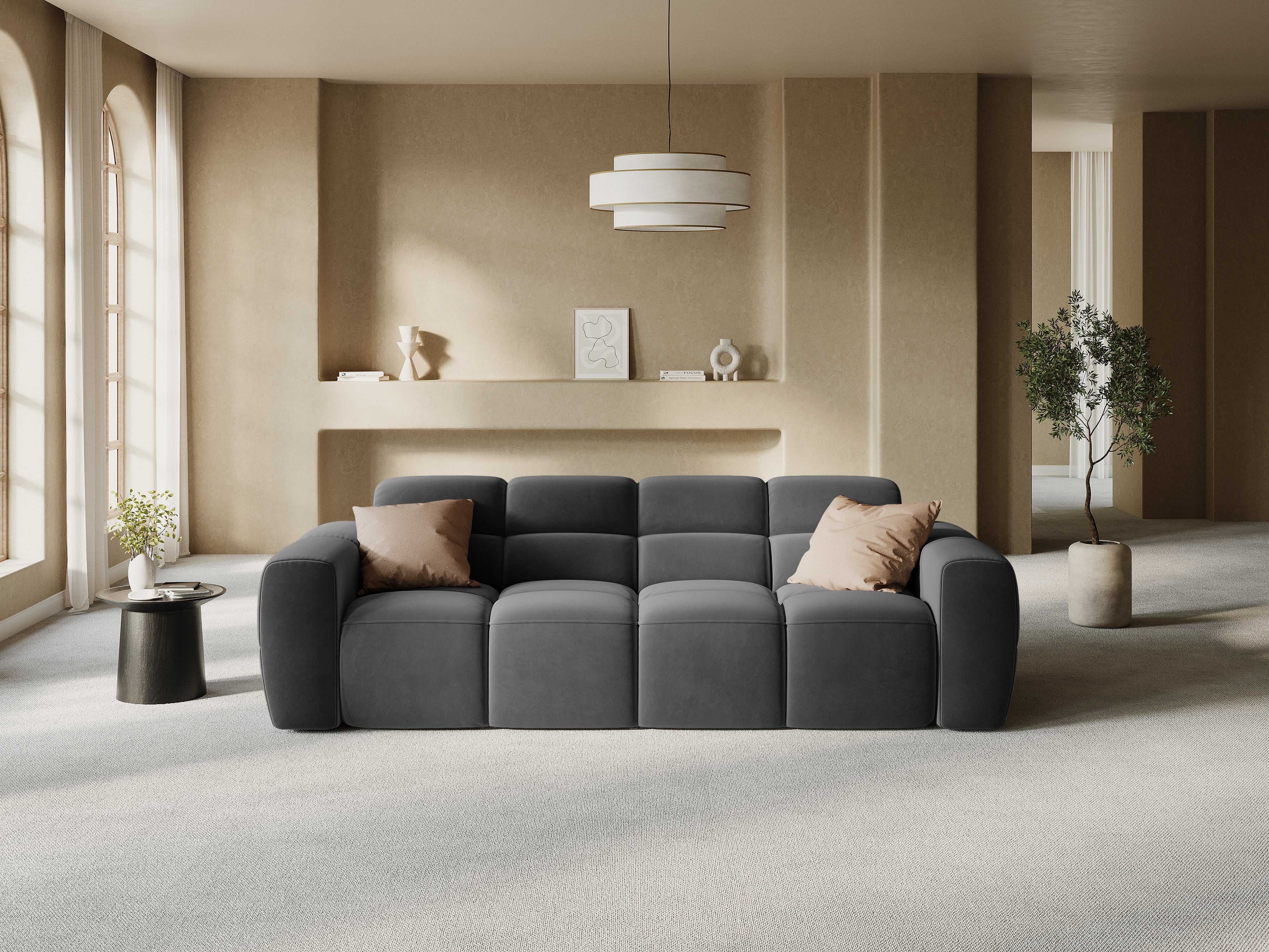 4-seater sofa LISA dark gray chenille [Monika] [Julia spr]