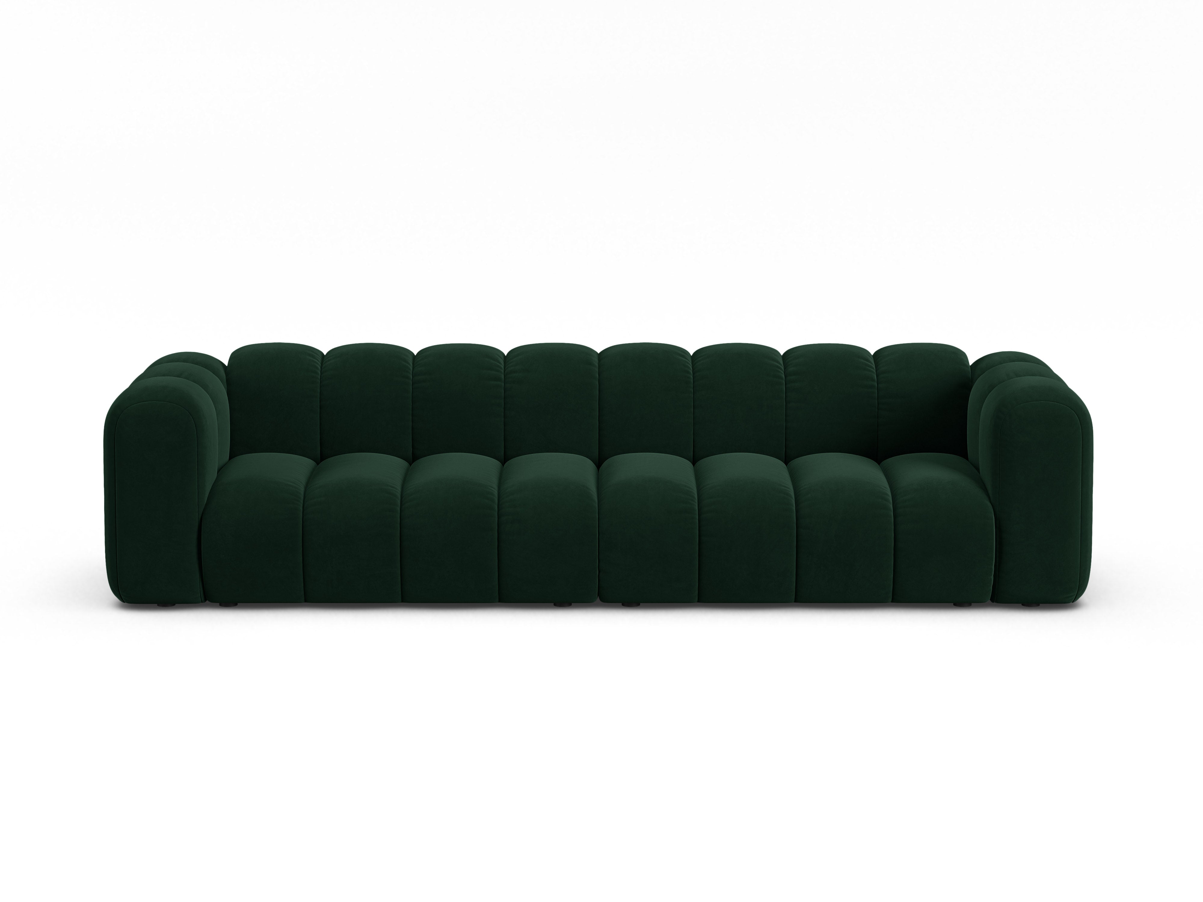 Velvet sofa for 4 people LUPINE bottle green
