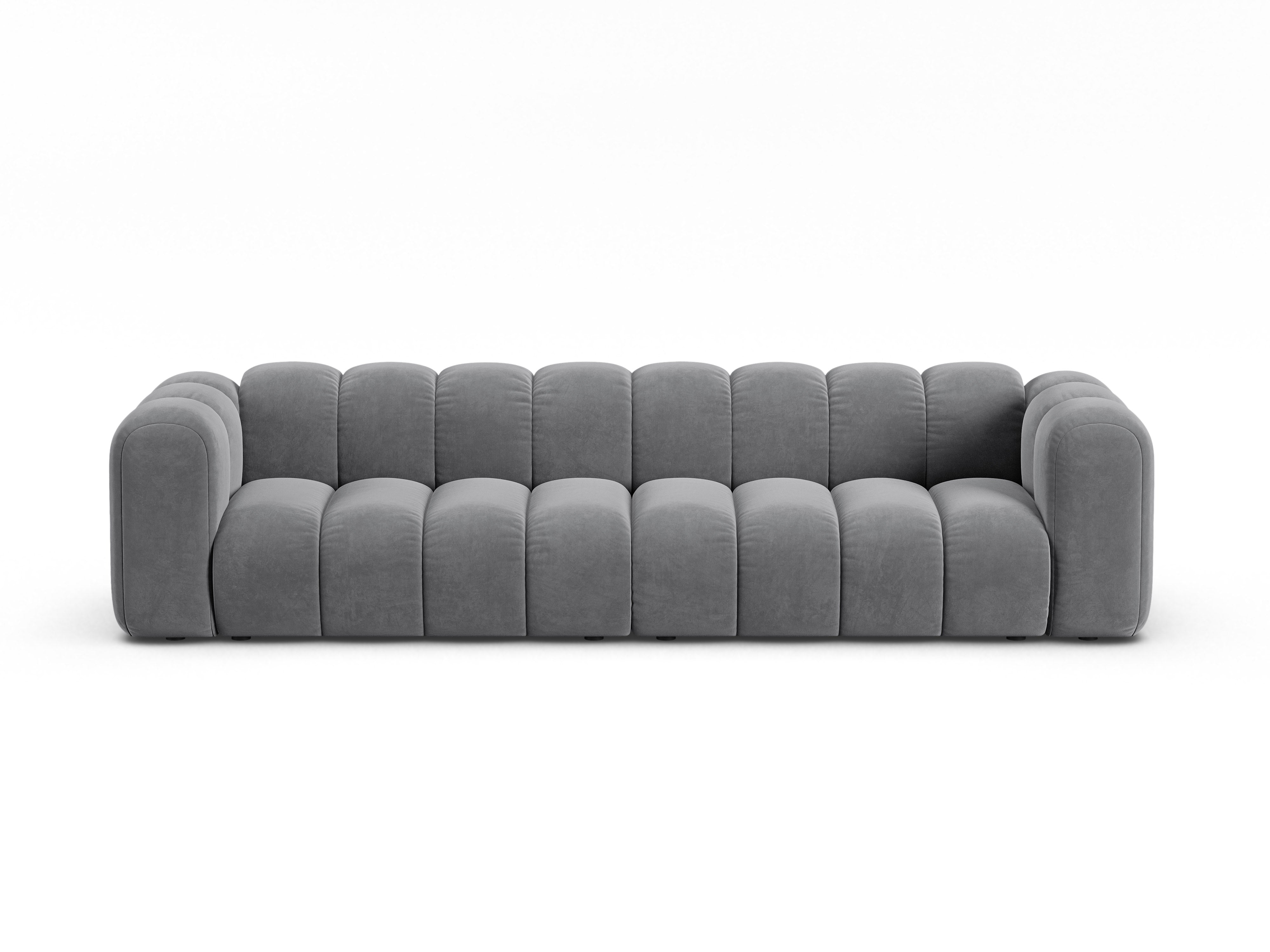 Velvet sofa for 4 people LUPINE gray