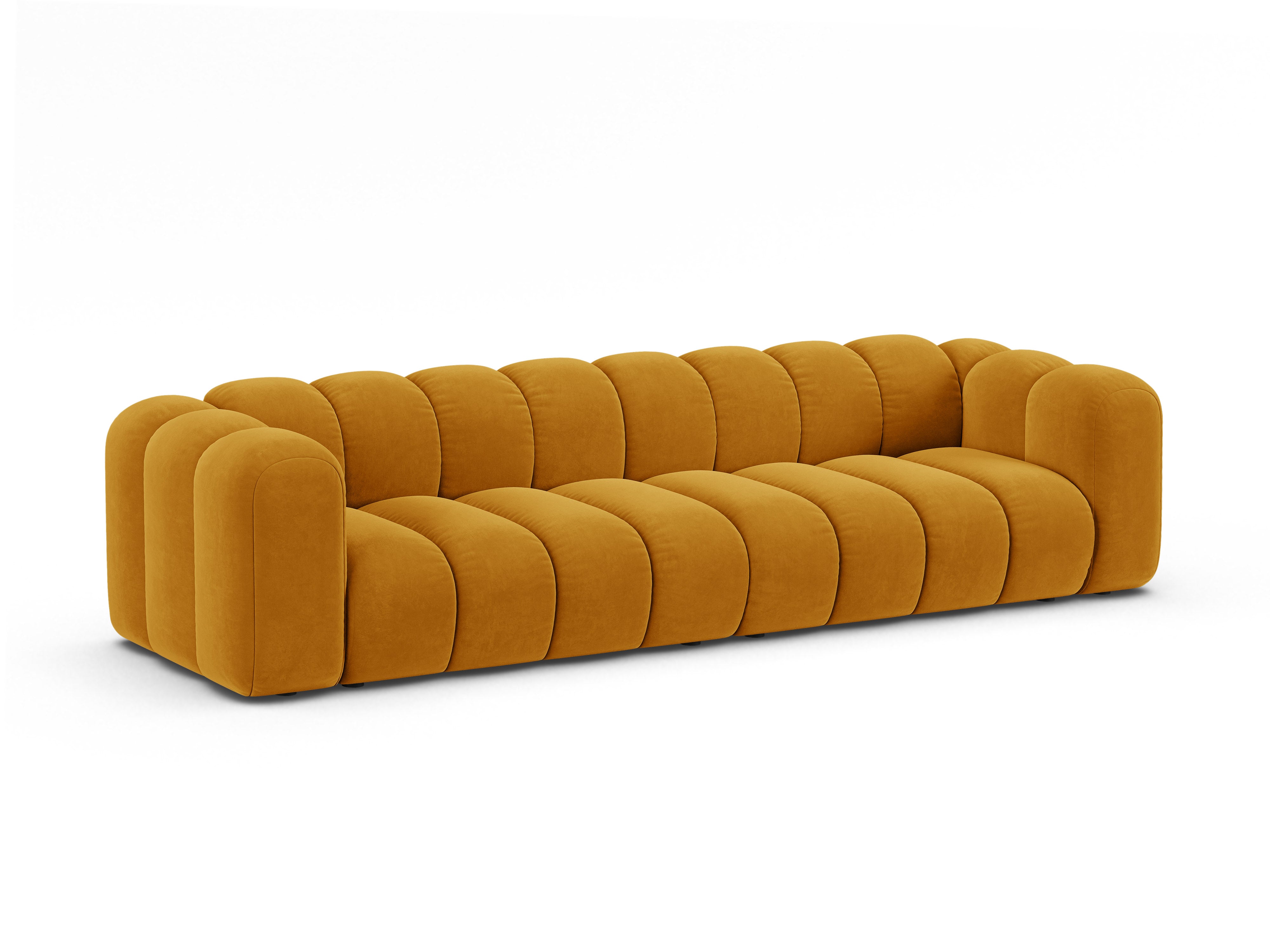 Velvet sofa for 4 people LUPINE mustard