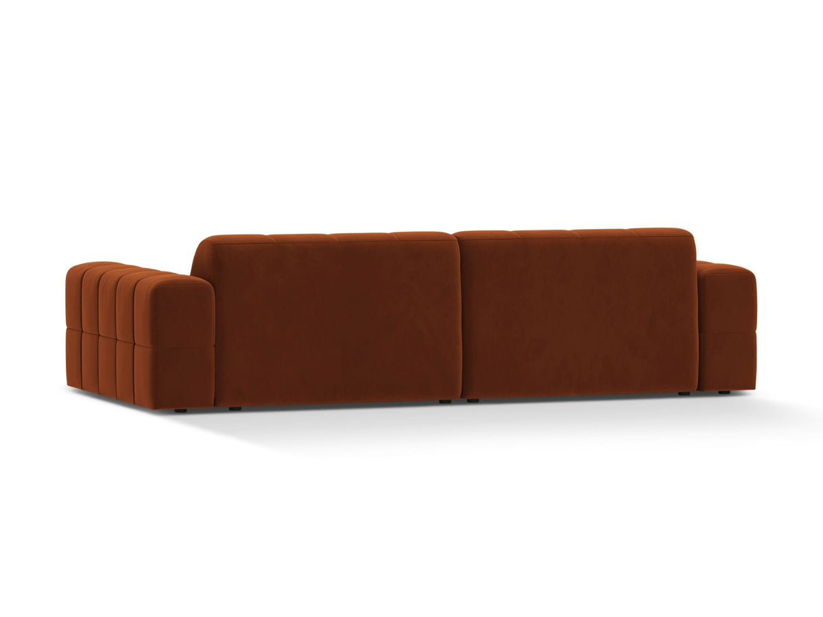 Sofa aksamitna 4-osobowa JENNIFER terakota Bluvel – ujęcie tylne