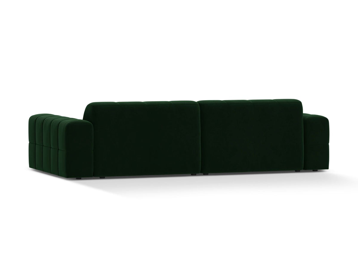 Sofa aksamitna 4-osobowa JENNIFER butelkowa zieleń Bluvel – ujęcie tylne