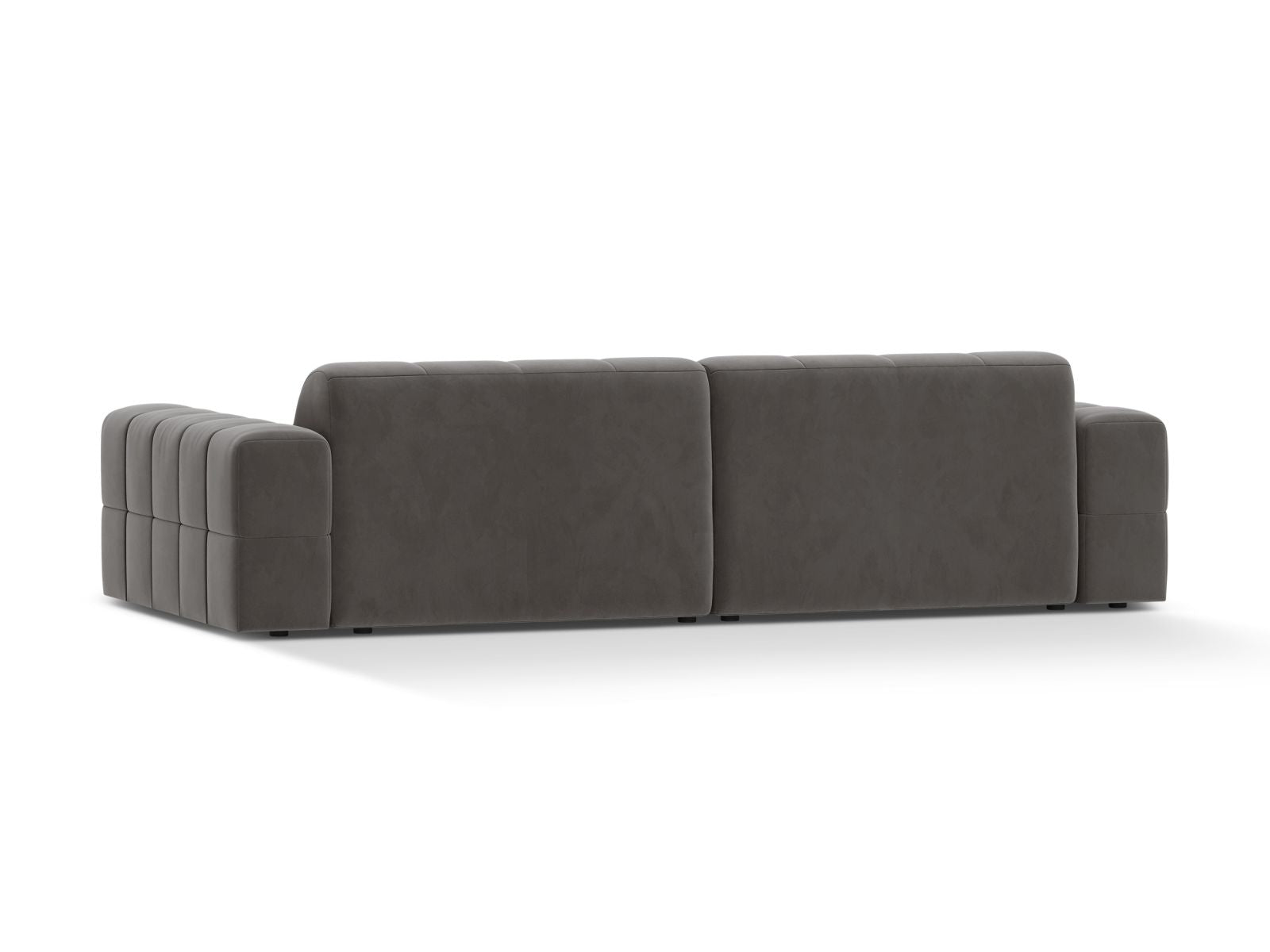 Sofa aksamitna 4-osobowa JENNIFER jasnoszary Bluvel – ujęcie tylne