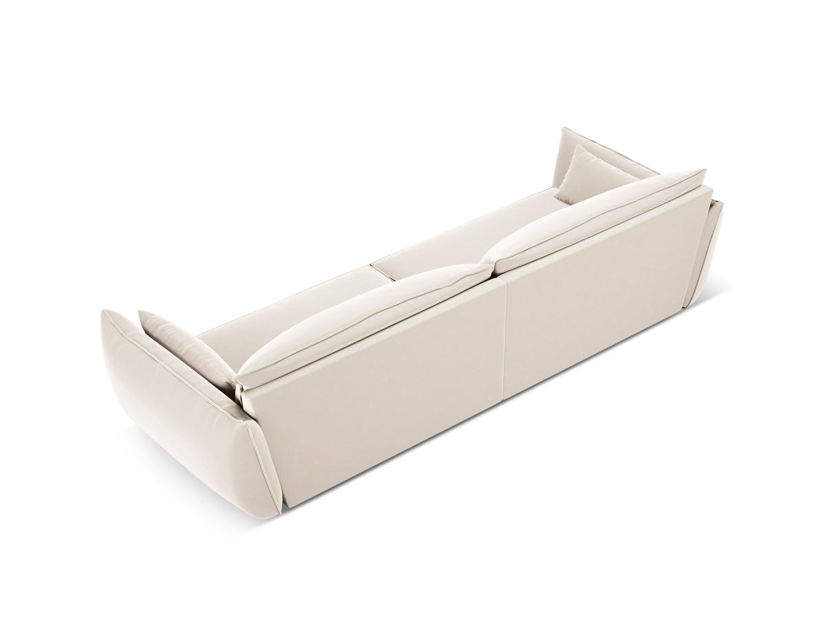 Sofa aksamitna 4-osobowa KAELLE jasnobeżowy – ujęcie tylne